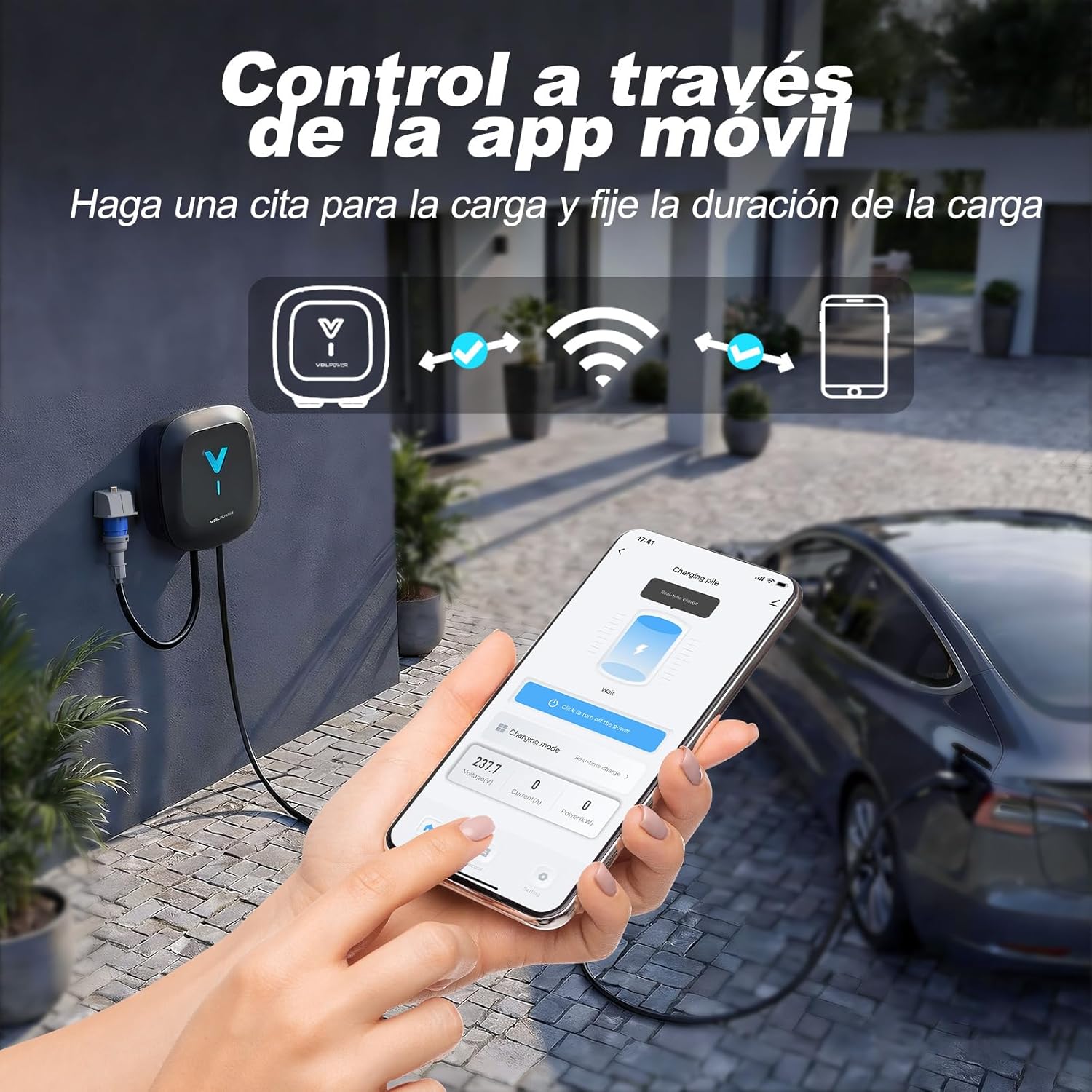 Detalle de VDLPOWEREU Wallbox 7,4kW Tipo 2 – Ricarica Monofase con App e Cavo da 6 m