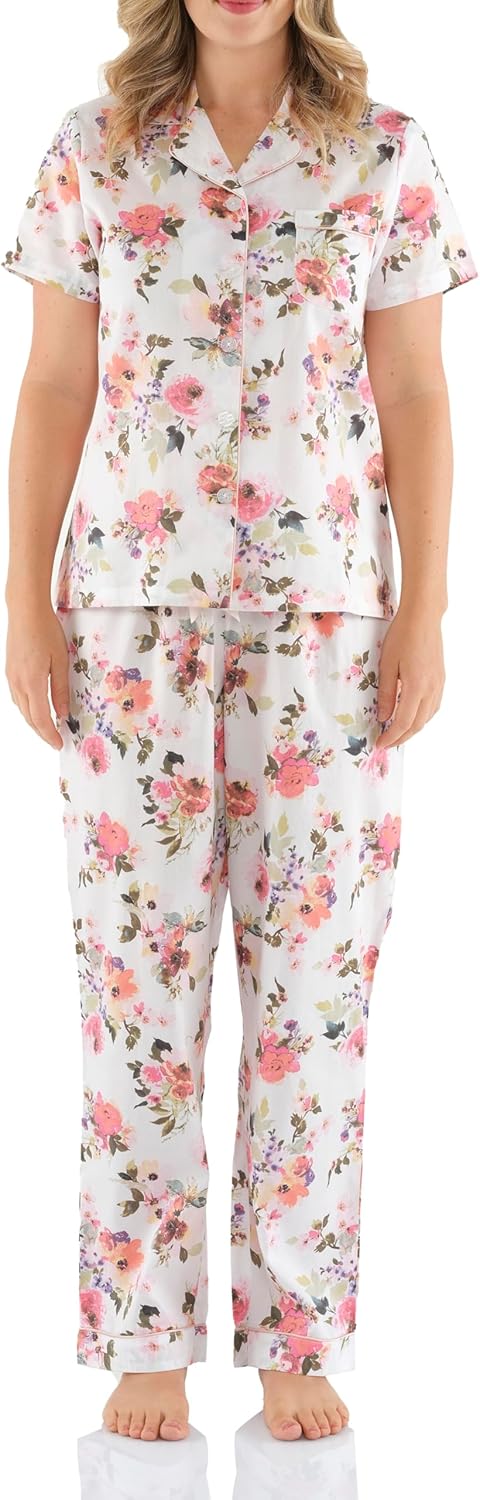 Thumbnail 6 de Magnolia Lounge Pyjama Damen – Schlafanzug aus 100% Baumwolle-Satin, atmungsaktiv und OEKO-TEX zertifiziert