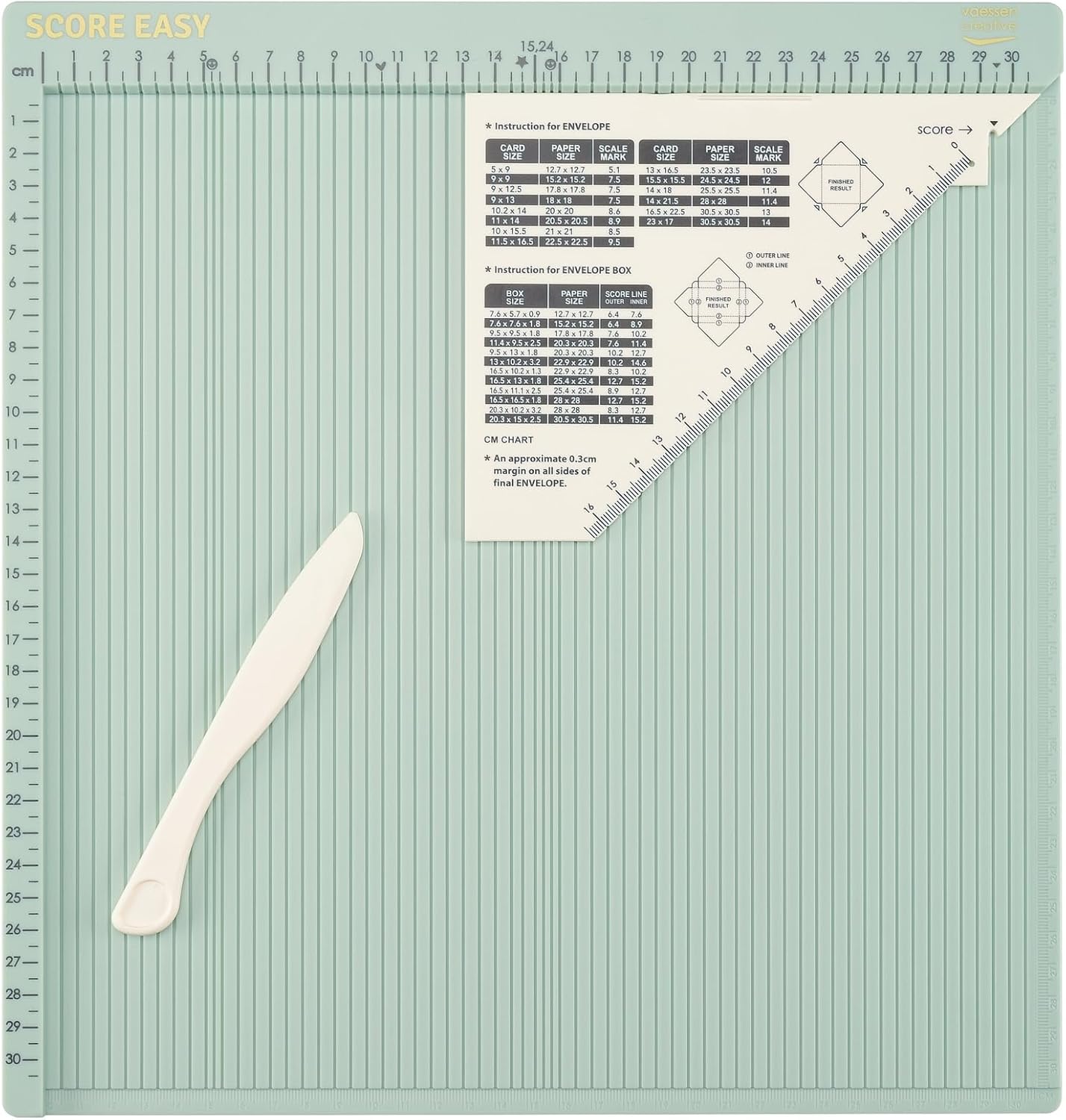 Detalle 2 de Vaessen Creative Plaque de Rainurage Score Easy 30,5 x 30,5 cm + Arrondisseur d’Angle 3-en-1 – Kit Scrapbooking
