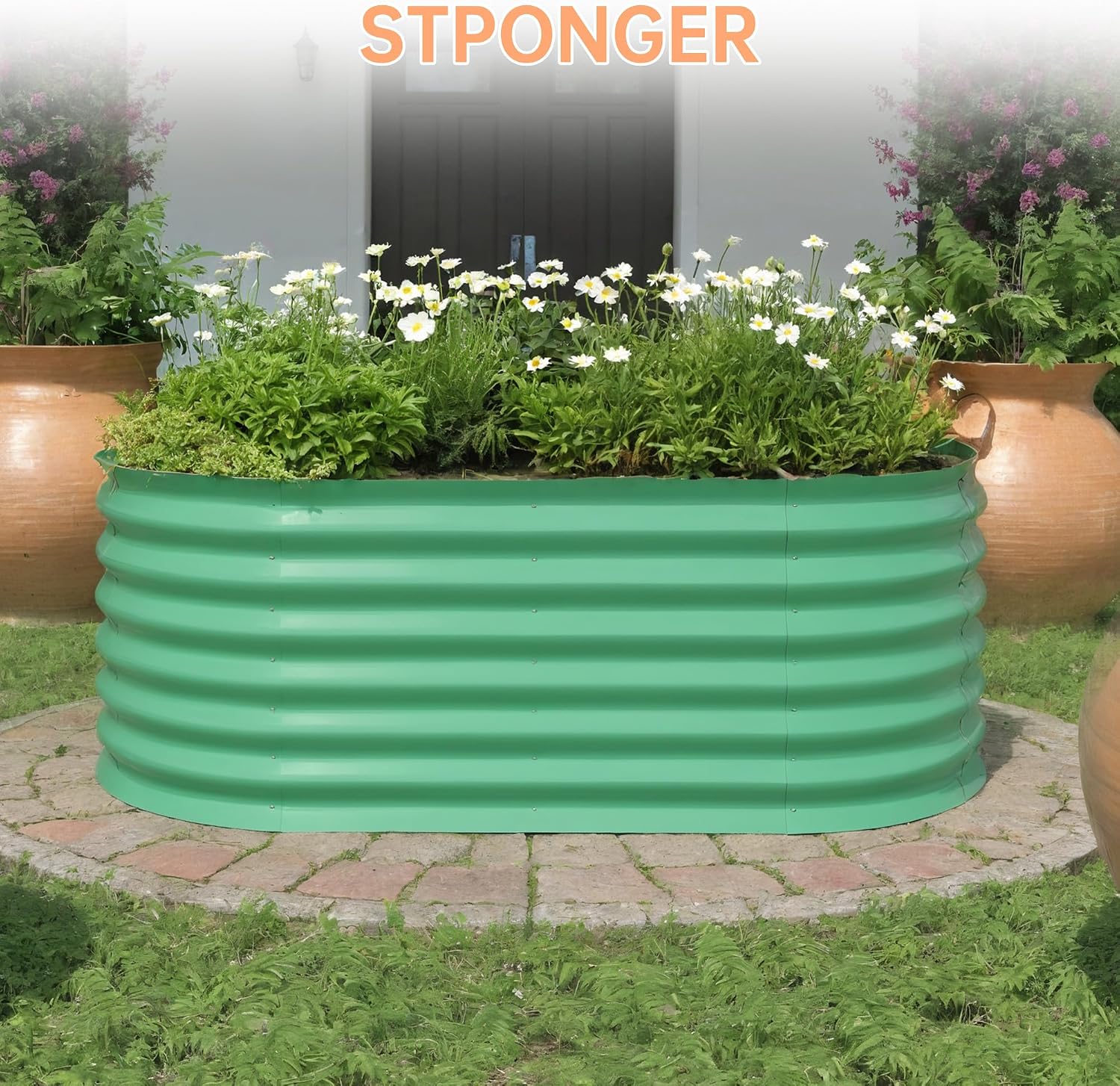 Detalle 2 de Garvee yJ8FkF3Sip0IKqiJL7MaGg 4x2x2ft Oval Galvanized Raised Garden Bed