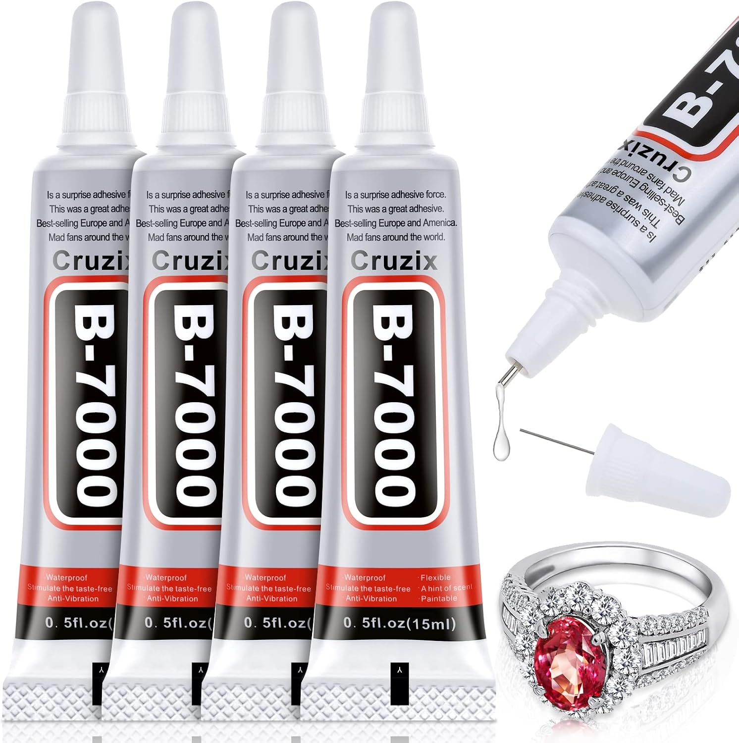 Detalle de Cruzix B-7000 Clear Precision Adhesive for Crafts and Small Repairs