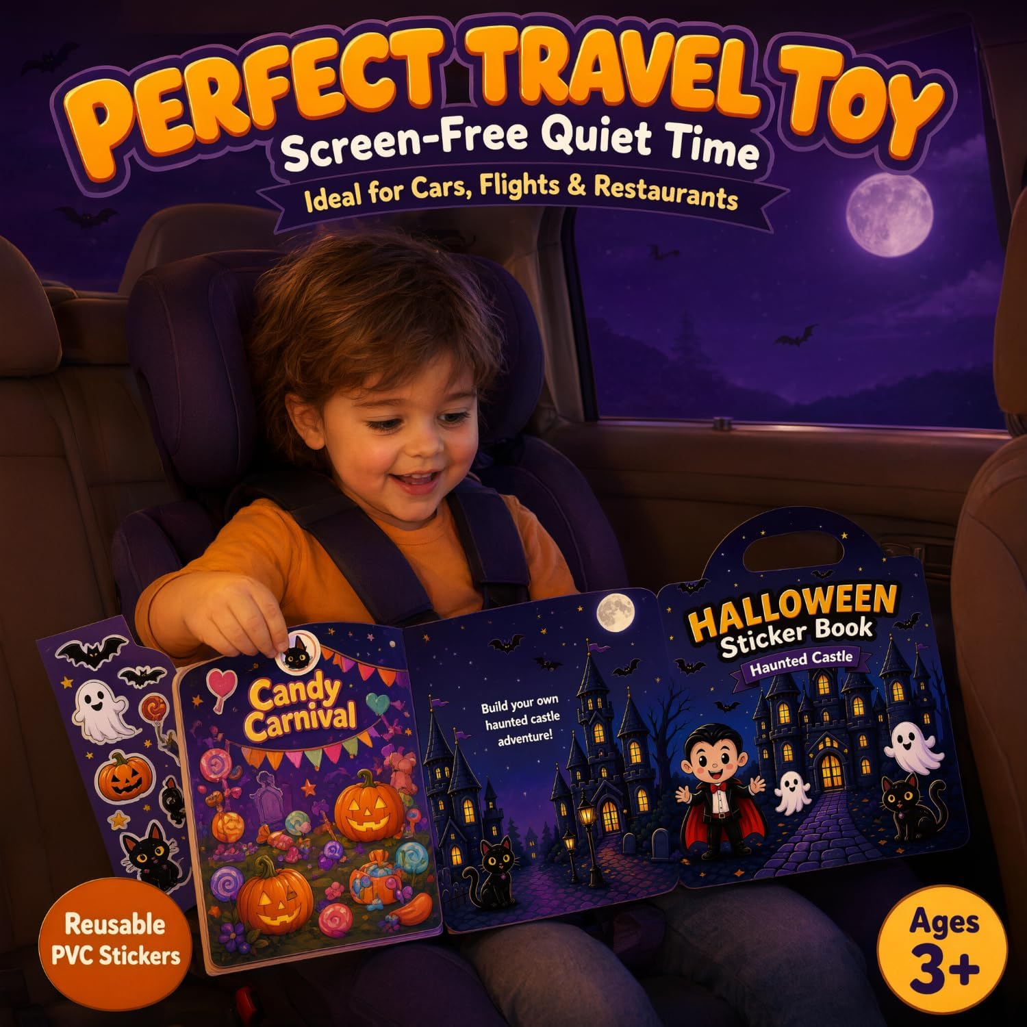 Detalle de Tailano Bookss00a Reusable Halloween Sticker Books, 2-Pack with 89 PVC Stickers
