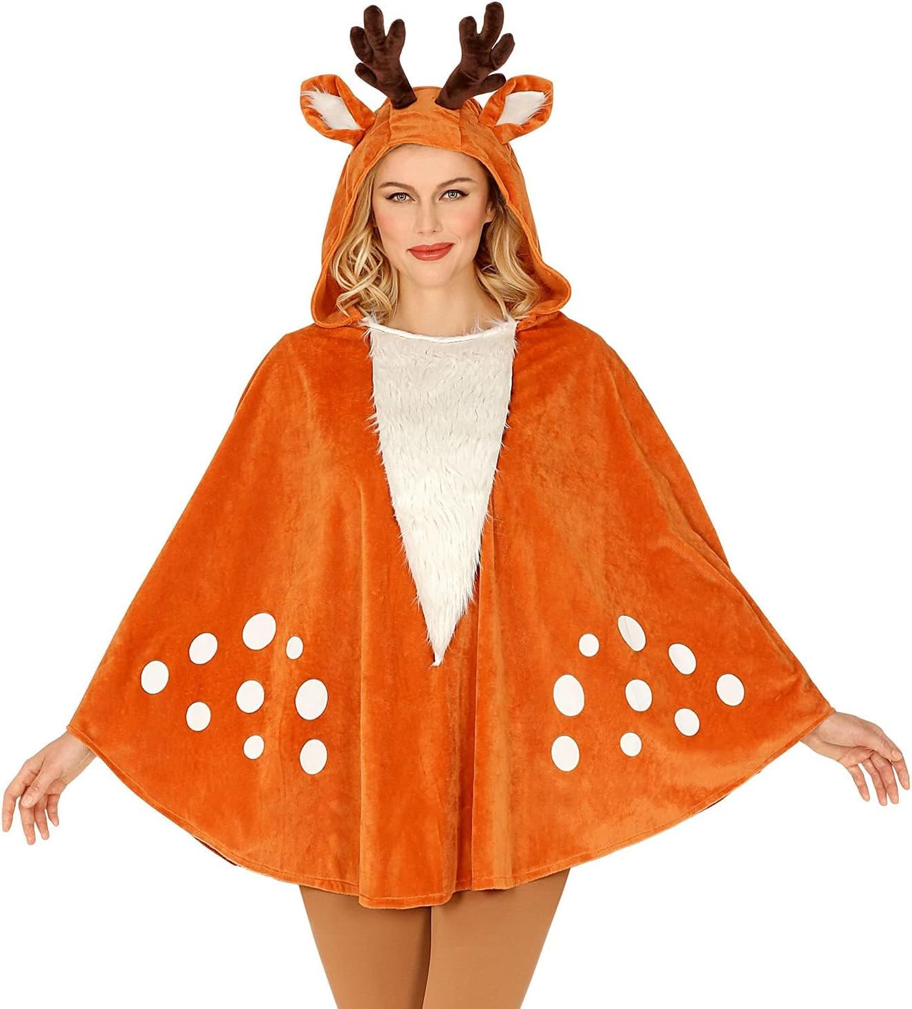 Detalle de Widmann Milano Party Fashion Poncho mit Kapuze – Reh-Kostüm für Erwachsene