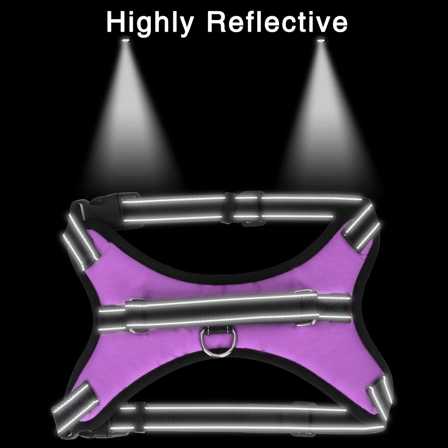 Detalle de FYY No Pull Dog Harness (M-Purple) with Breathable Air Mesh, Reflective Strips & Safety Handle