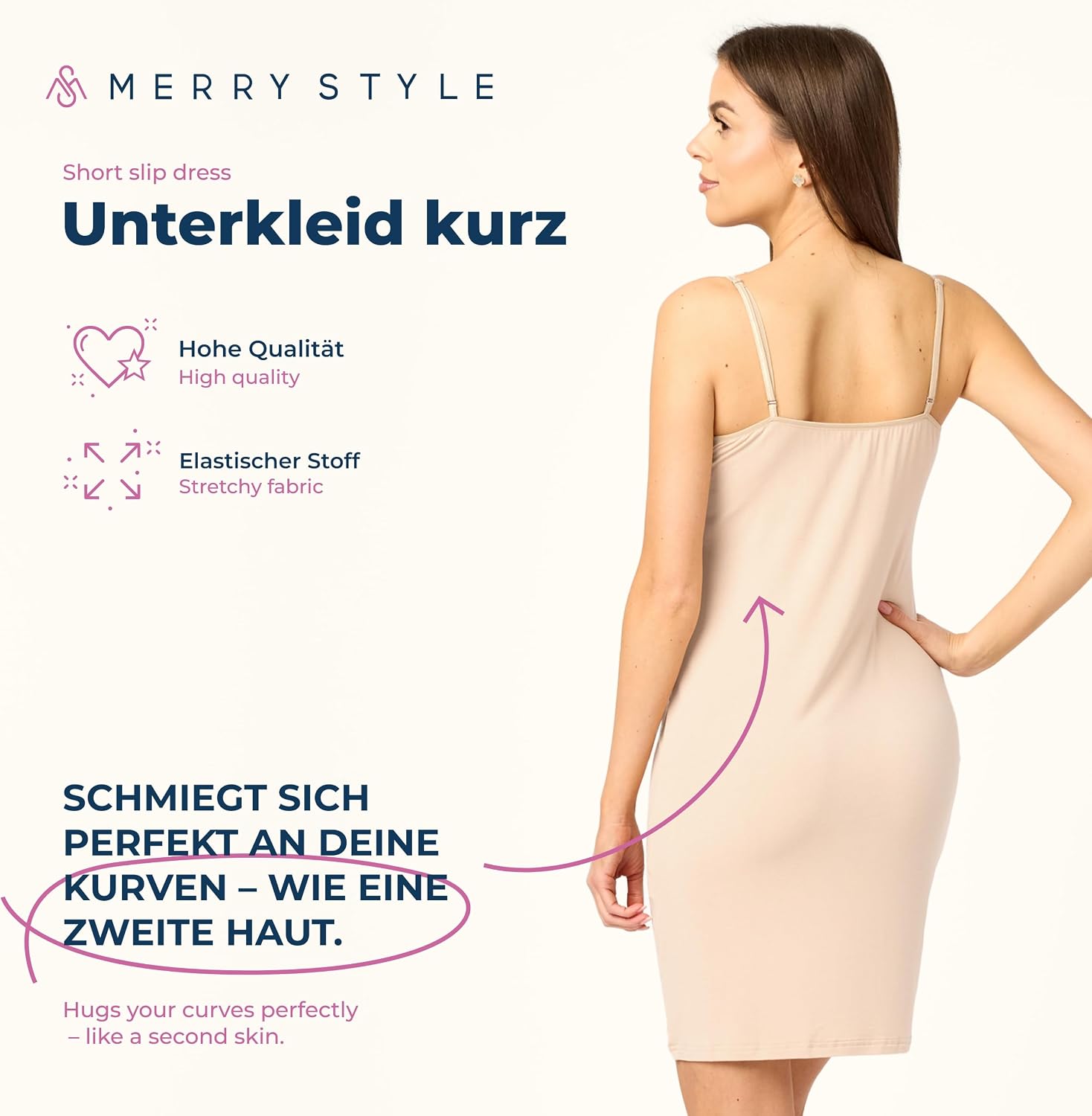 Detalle de Merry Style Damen Unterkleid kurz Petticoat MS10-203 – knie LÄnge, einstellbare Träger
