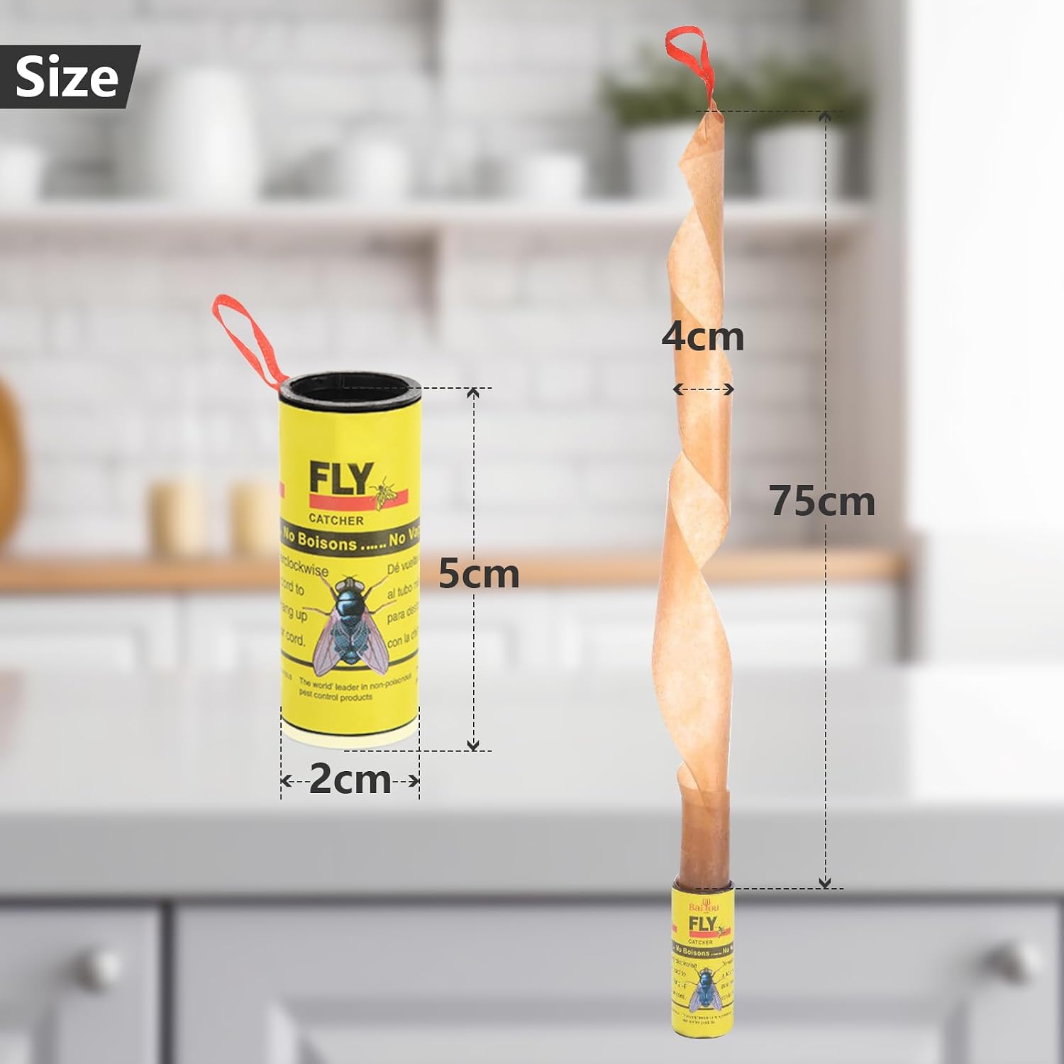 Detalle 2 de WD&CD 33-Piece Fly Paper Strips, Yellow Sticky Ribbons for Indoor and Outdoor Use