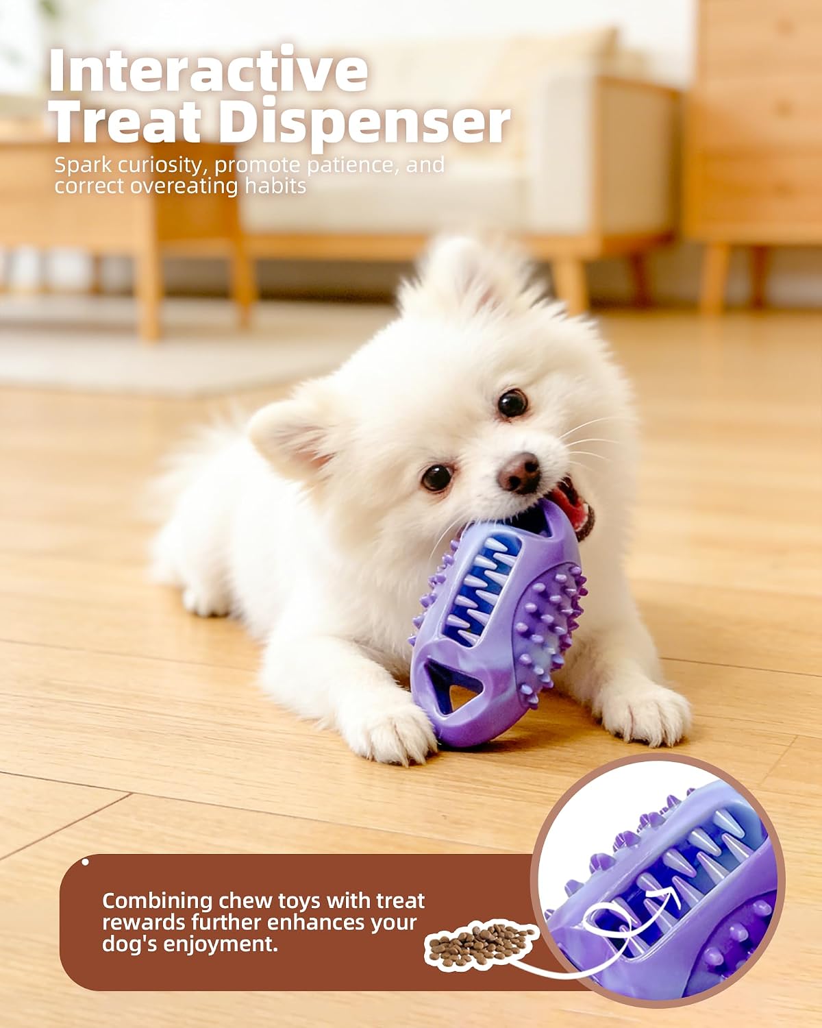 Thumbnail 1 de ETIALURE Purple Puppy Chew Toys (3-Piece Set) – Rubber Interactive Dental Chewers & Slow Feeder Treat Toy