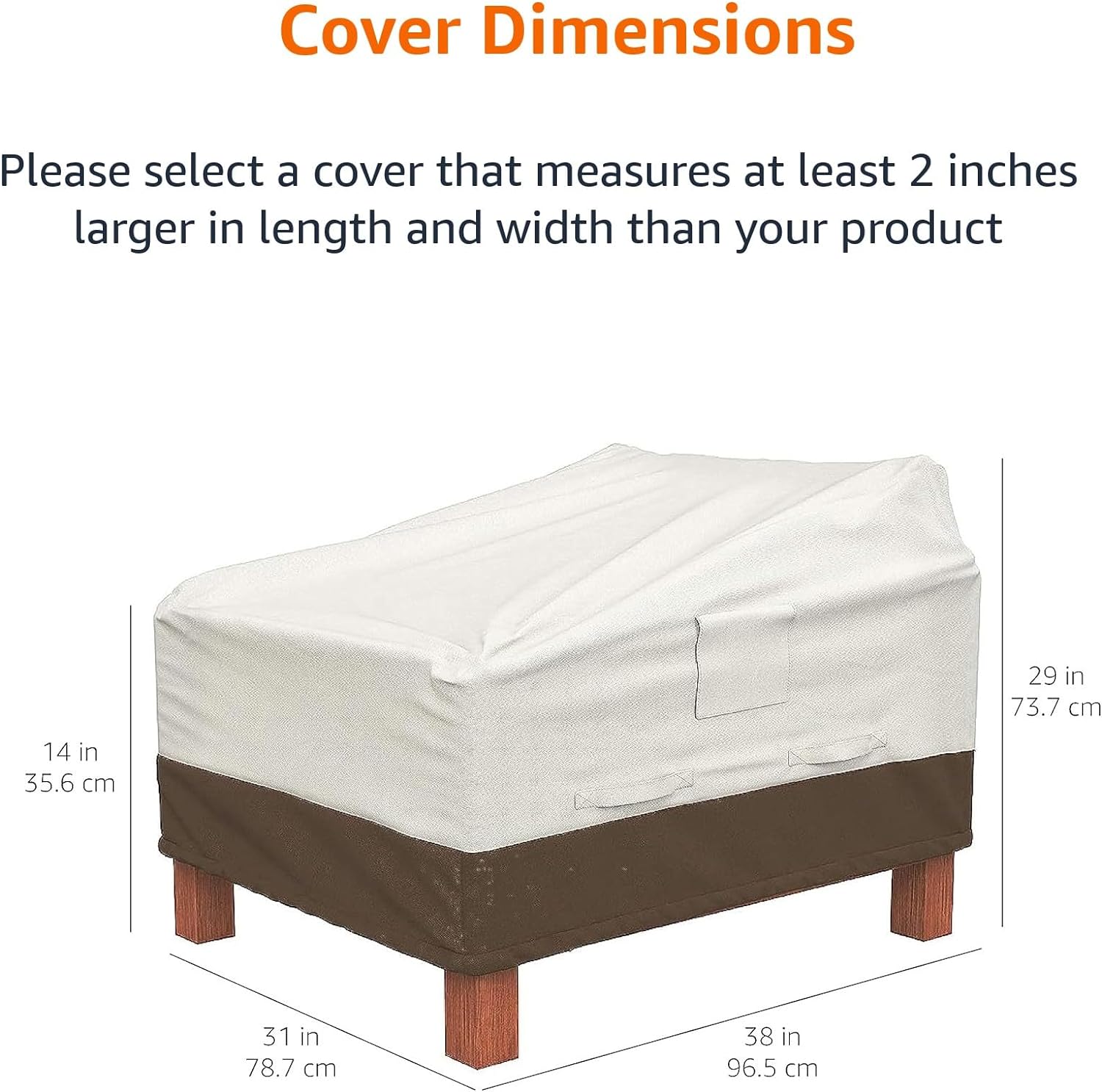 Detalle de Amazon Basics Outdoor Lounge Deep Seat Garden Furniture Cover – 1 Seater, Set of 2 (Beige)