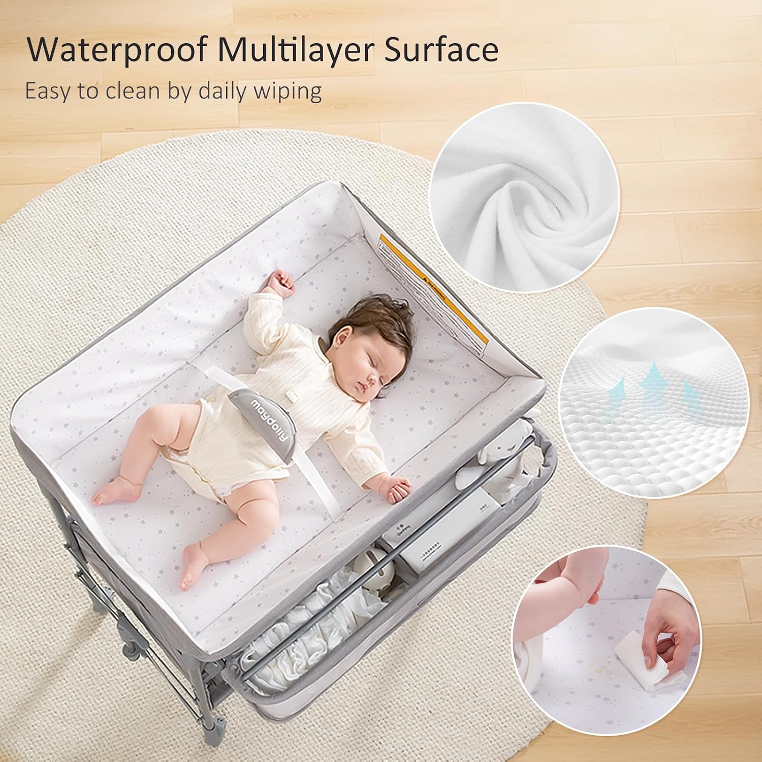 Detalle de Maydolly 248 Baby Changing Table, Adjustable Height, Waterproof Foldable Design