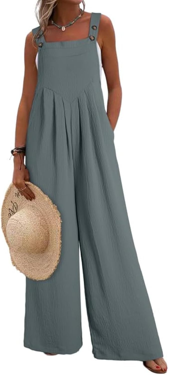 Thumbnail 3 de Dokotoo Women's Casual Loose Overalls Jumpsuits One Piece Sleeveless Wide Leg Long Pant Rompers With Pockets