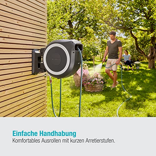 Detalle de Gardena Wand-Schlauchbox RollUp XL (weiß) 35 m – Bewässerungslösung für große Gärten