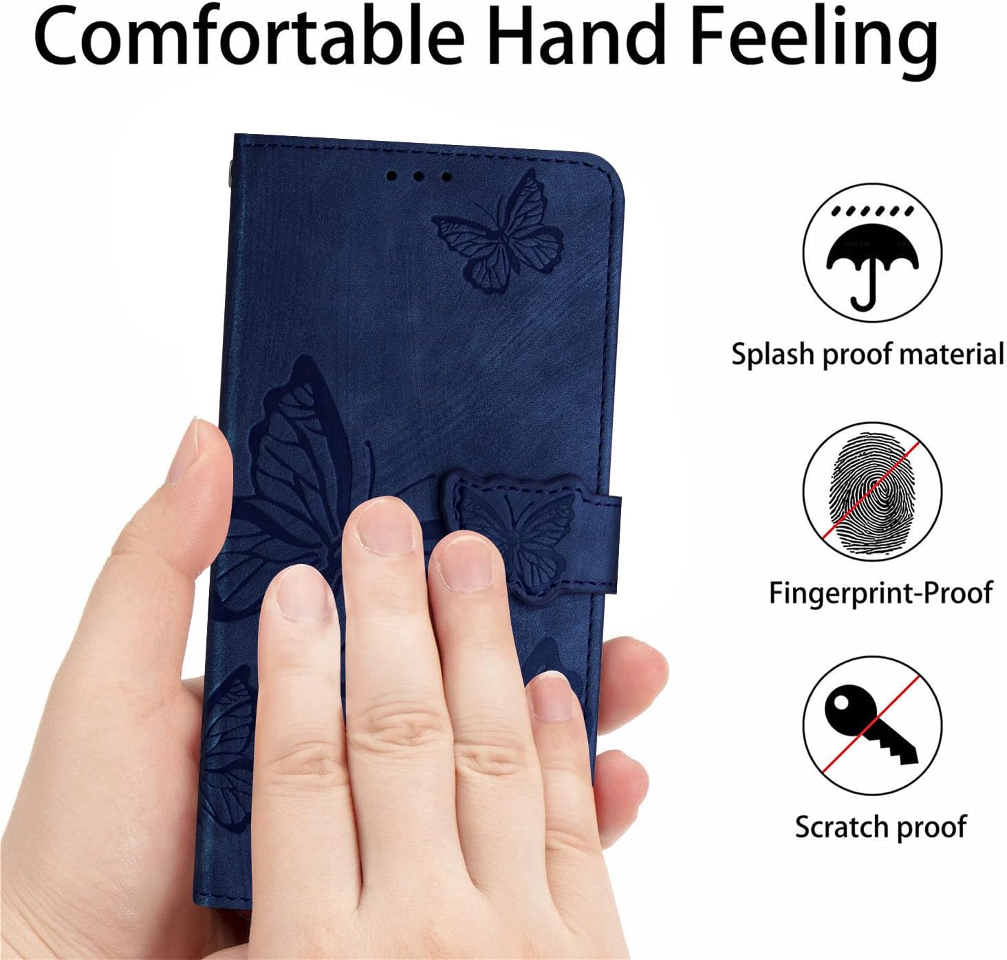 Detalle 2 de CXTcase Flip Case für Samsung Galaxy A54 5G – magnetische Schmetterlings-Lederhülle aus PU Leder in Blau