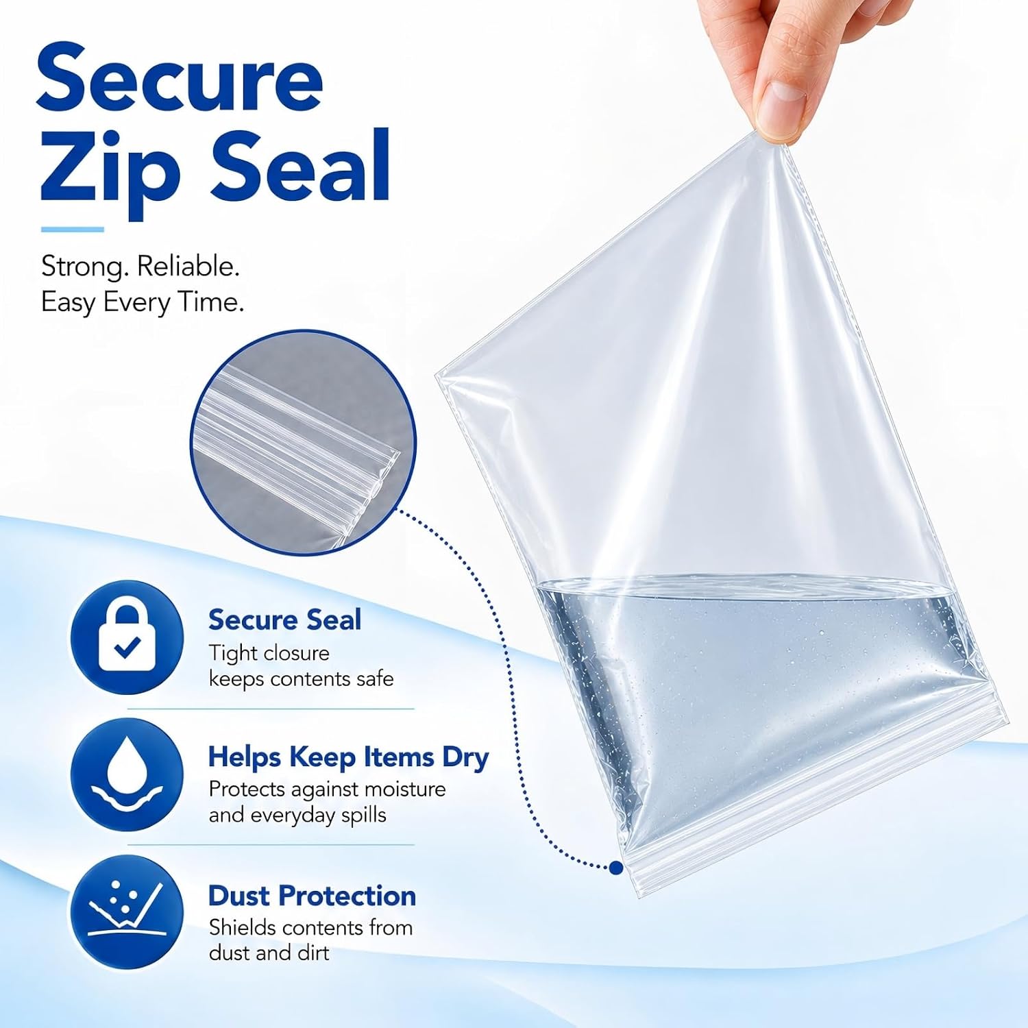 Detalle de Bonison Pbag4 Clear Zipper Bags, 4 Sizes, 2 Mil LDPE