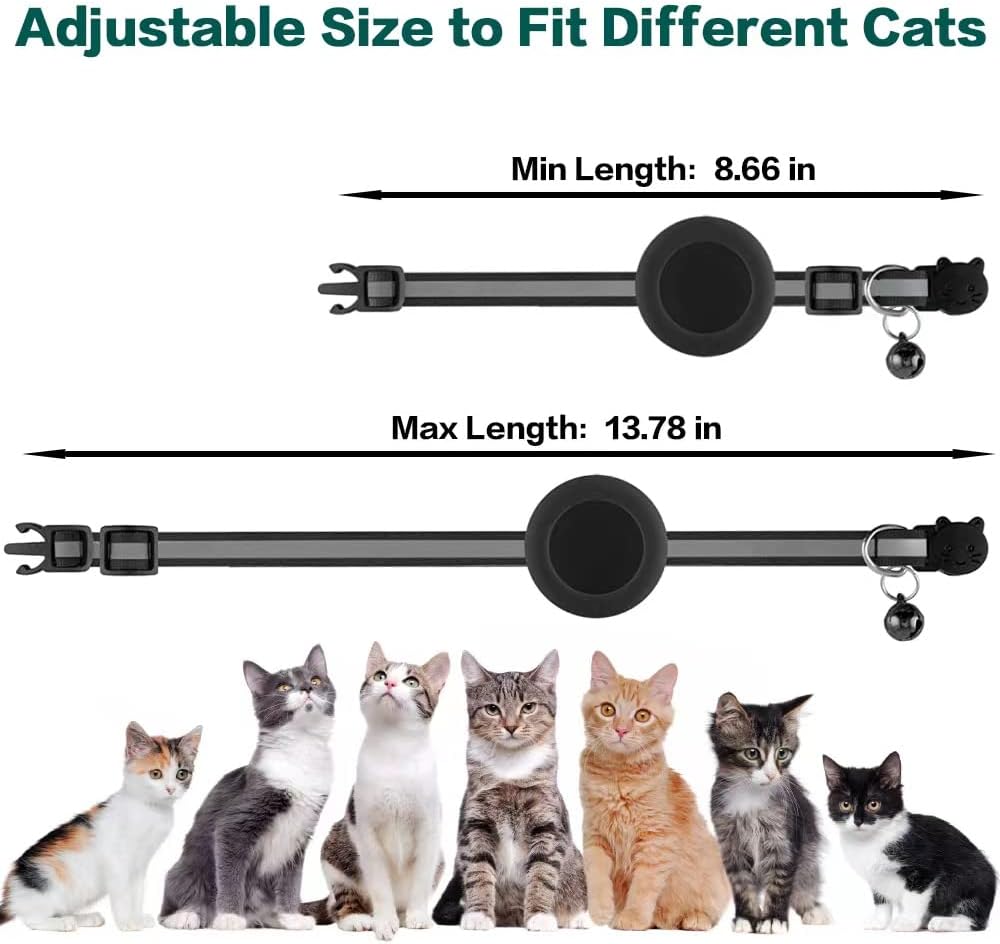 Thumbnail 6 de Dgerp Collare per Gatto con supporto AirTag, riflettente e fibbia di sicurezza (nero)