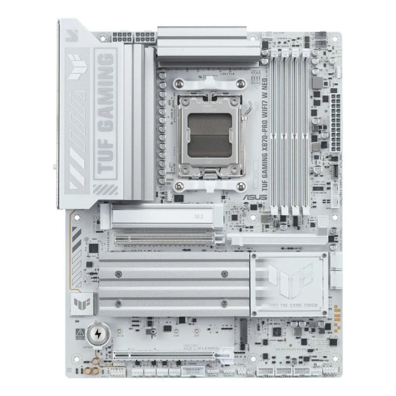 Detalle de ASUS TUF GAMING X870-PRO WIFI7: placa base AM5 DDR5 ATX con WiFi 7 y 5GbE para gaming y creación
