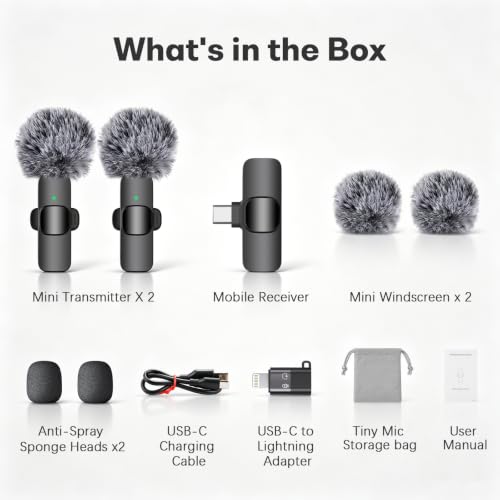 Thumbnail 8 de aiworth Mini Wireless Lavalier Microphone for iPhone/iPad/Android – Dual Transmitters, Plug & Play