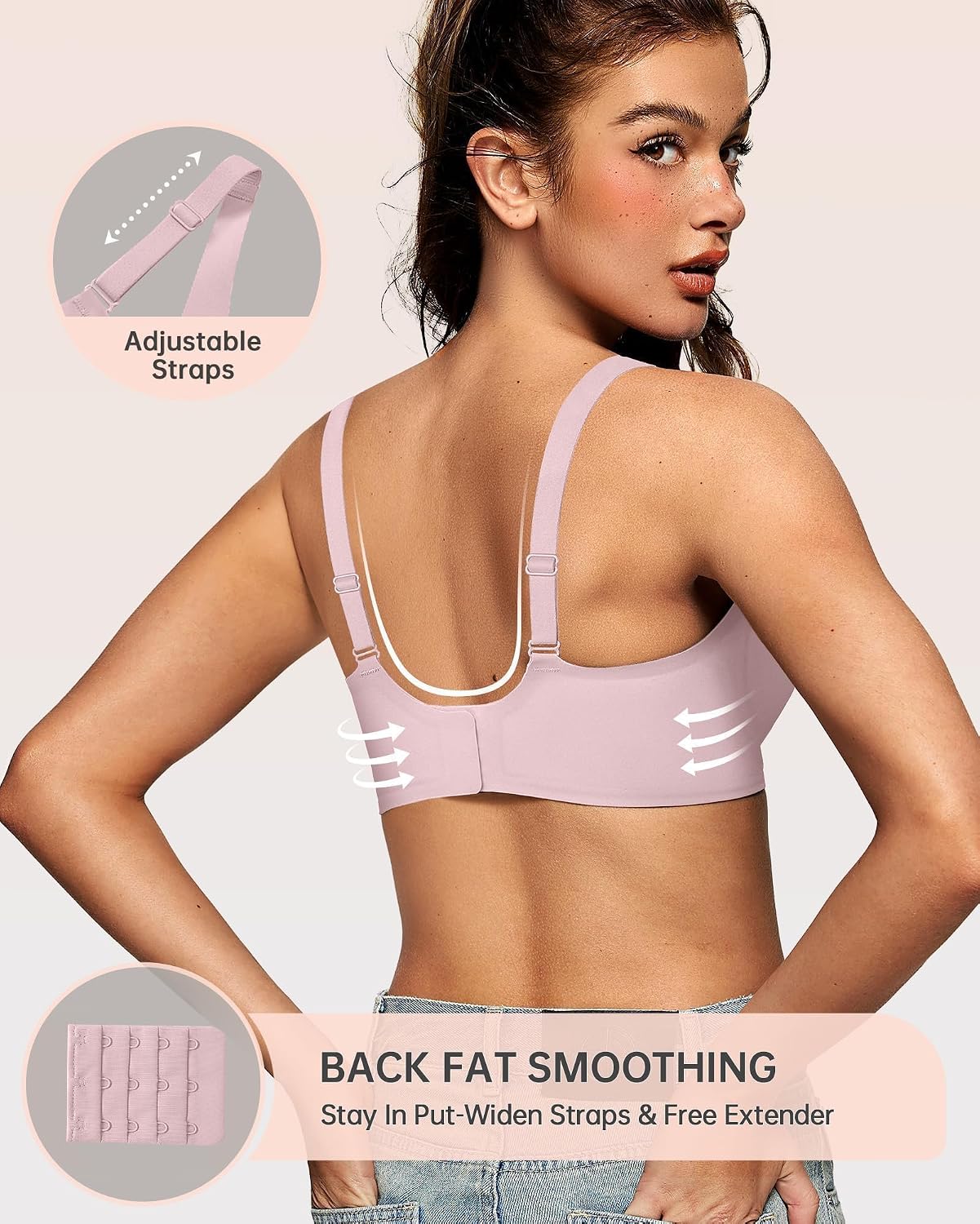 Detalle de OEAK Deep V Wireless Bra for Women — Seamless, Wire-Free Support