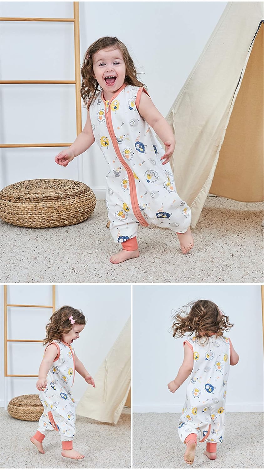 Thumbnail 5 de Chilsuessy Baby-Schlafsack Sommer mit Füßen 0,5 Tog aus 100% Baumwolle (90 cm, Schafe)