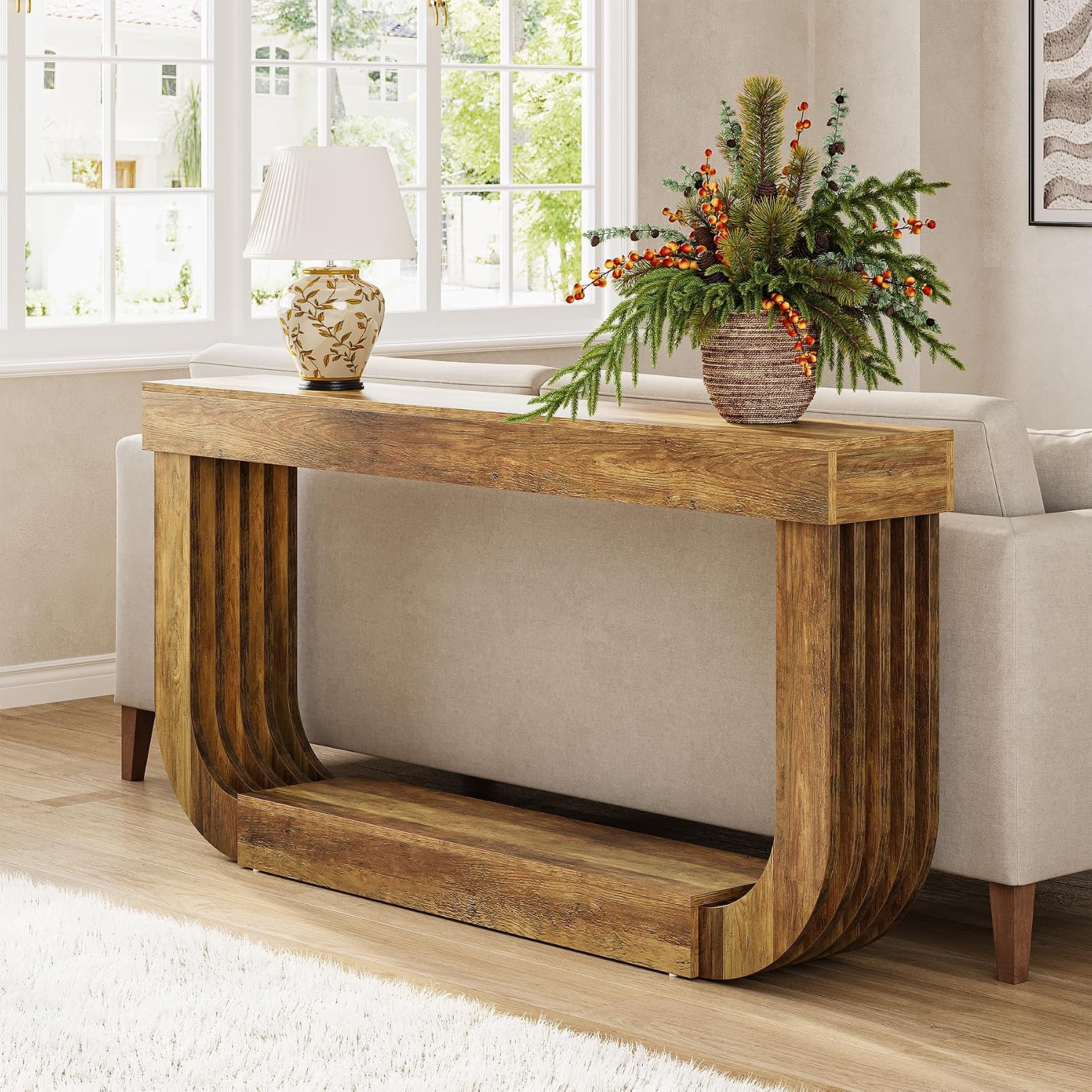 Thumbnail 6 de LITTLE TREE XFVC-TS08 2-Tier Console Table, 70.9-Inch Rustic Brown