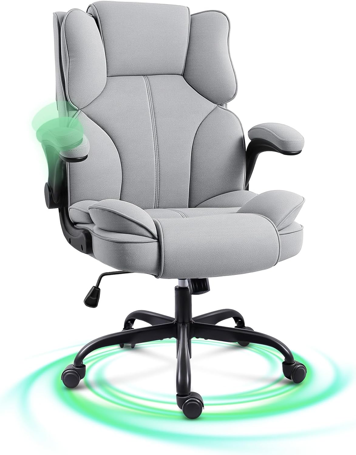 Detalle de GGCIR 5756 Z-Gray Executive Office Chair, Fabric, Flip-up Arms, 150kg Capacity