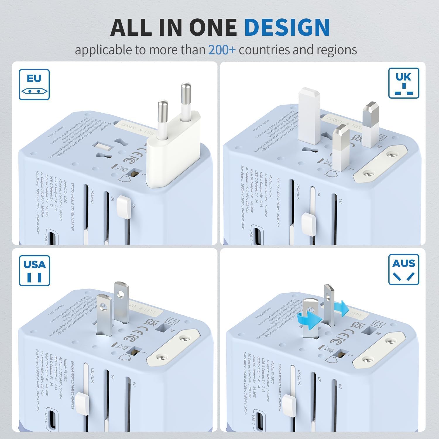 Detalle 2 de EPICKA TA-105C Reiseadapter 30W 🌍