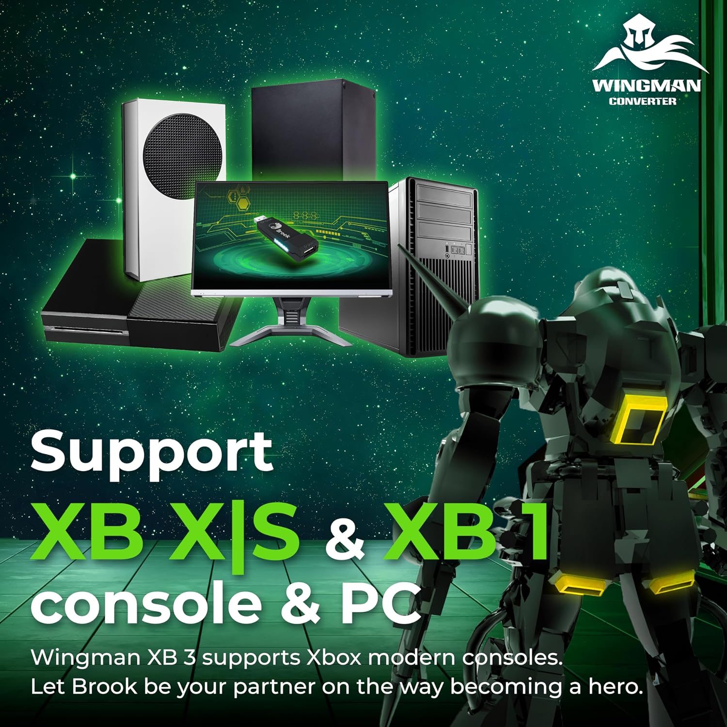 Detalle de Brook Wingman XB 3 Converter: Wireless Controller Adapter for Xbox & PC with Remap & Turbo
