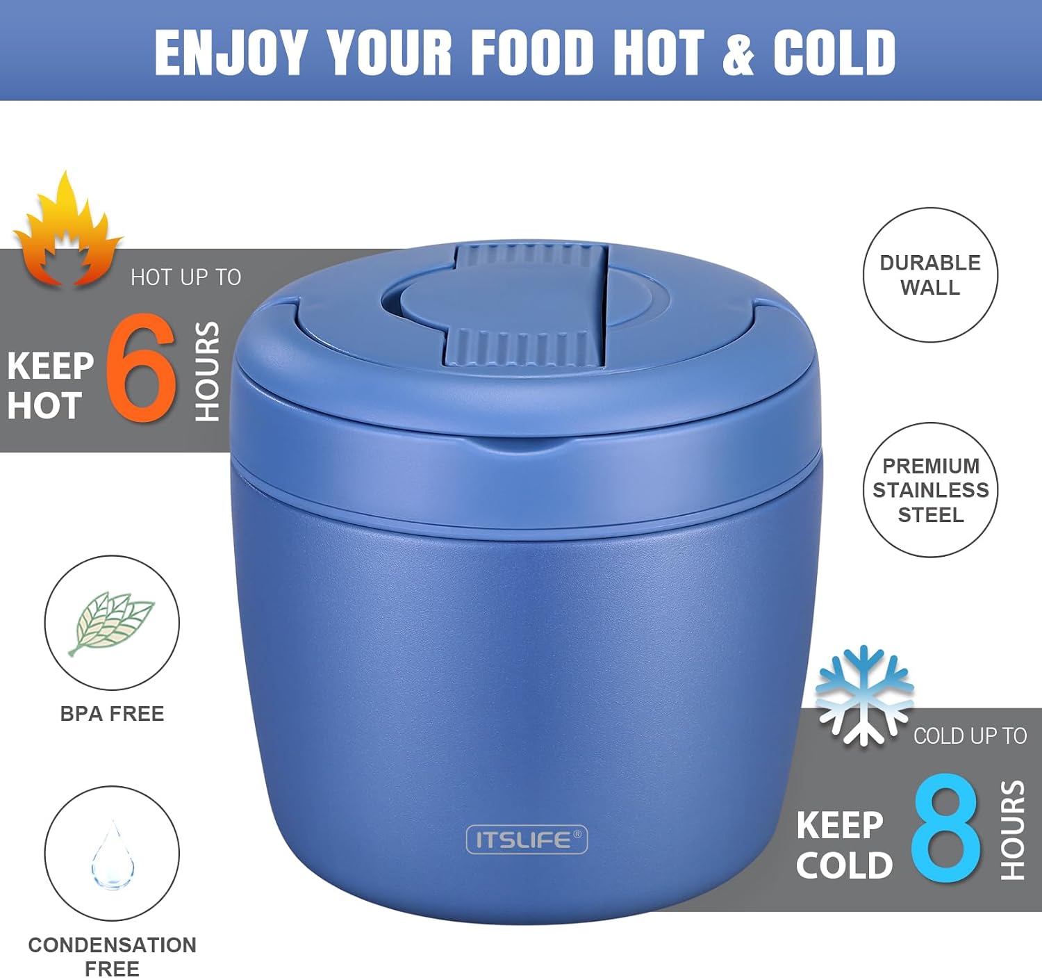 Detalle de Itslife Thermobehälter 970 ml für Essen