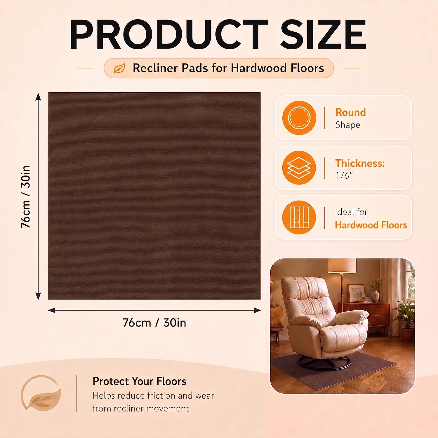 Detalle 2 de Recliner Floor Protector Pad 30 x 30 Inch