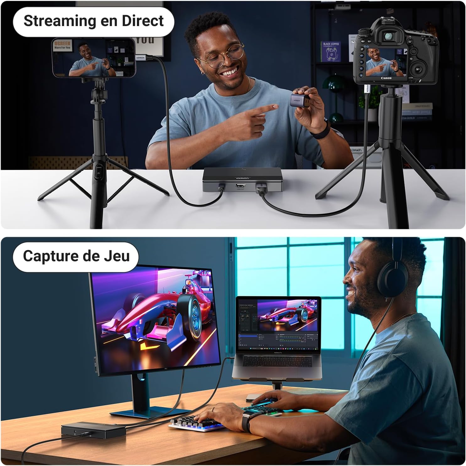 Detalle de UGREEN Carte Capture Vidéo HDMI vers USB C 3.0 4K 60 Hz / 1080p 60 FPS pour streaming et enregistrement