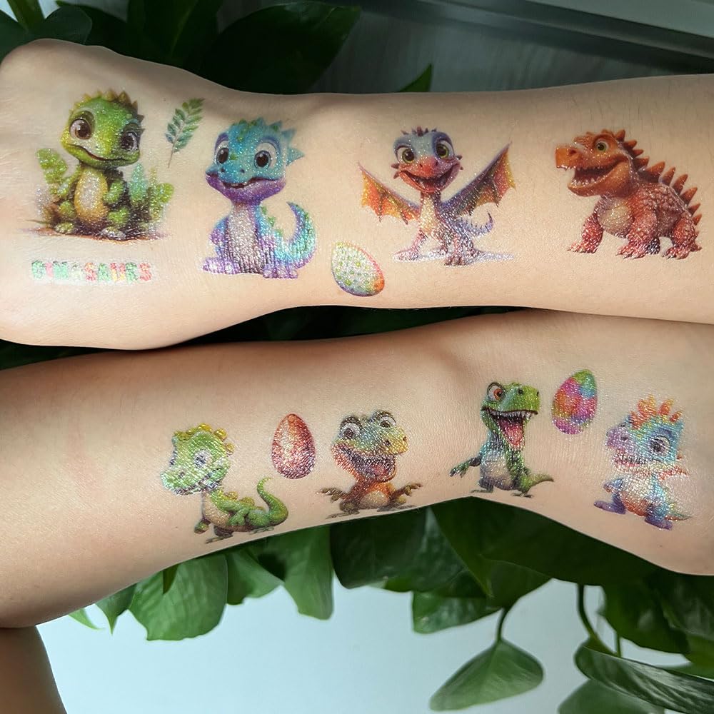 Thumbnail 5 de JOJOLUXE Dinosaurier Glitzer Tattoo 12 Blatt 🦖