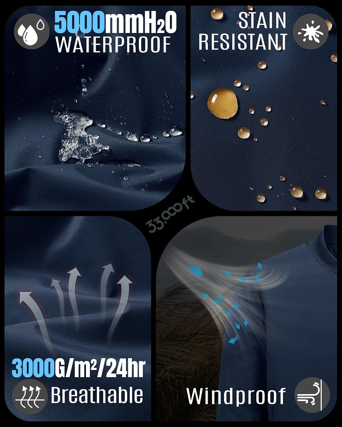 Detalle de 33,000ft Herren Bomberjacke 5.000 mm wasserdicht