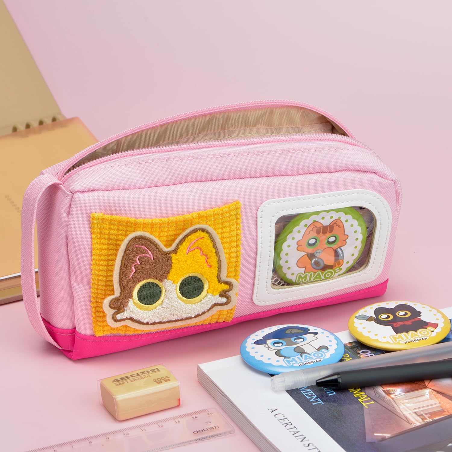 Thumbnail 5 de Pencil Case Large Capacity Adorable Cat Pencil Pouch – Pink