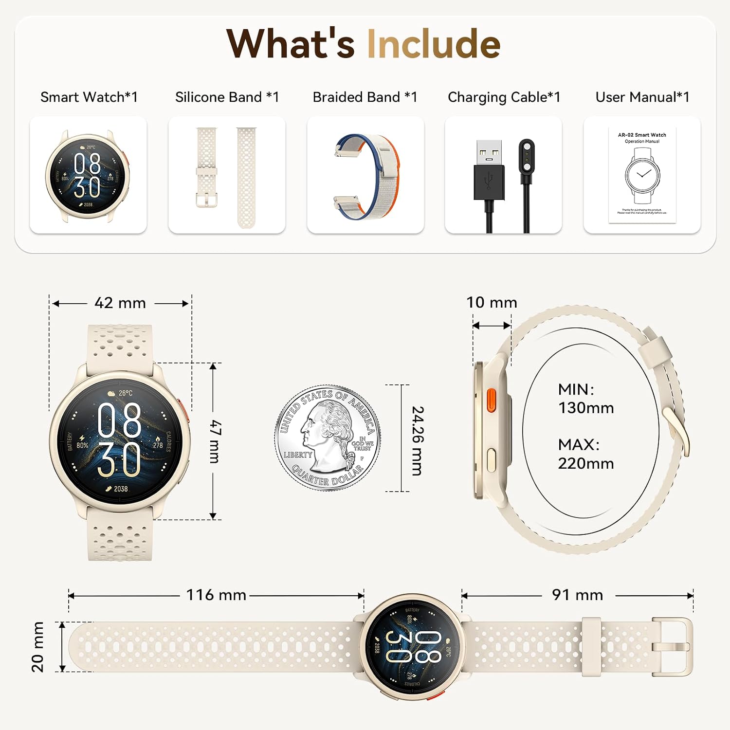 Thumbnail 6 de Tensky Women's Smart Watch: 1.27" Round Fitness Tracker with 120+ Modes