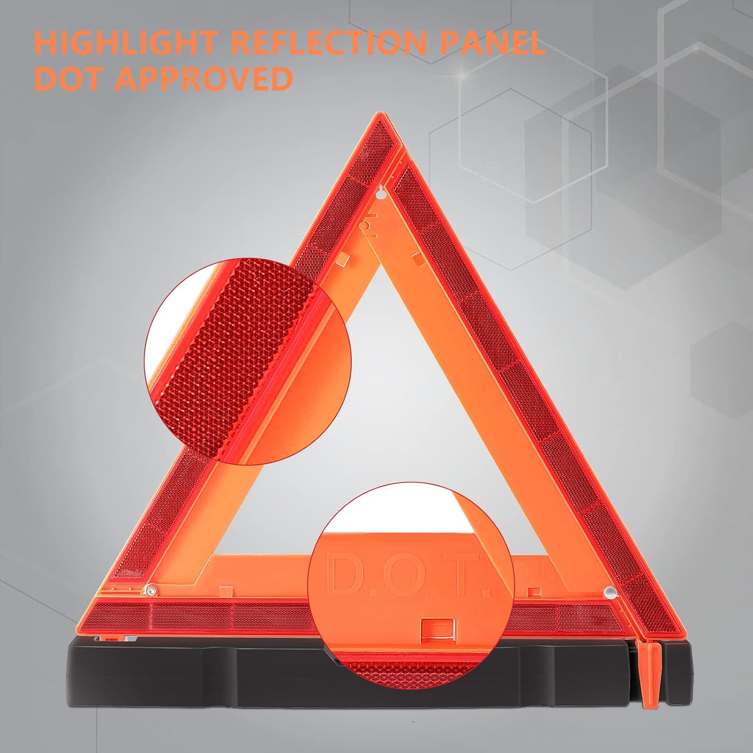 Detalle 2 de WORKKOOL 3 Pack Foldable Warning Reflective Triangles with Carrying Case