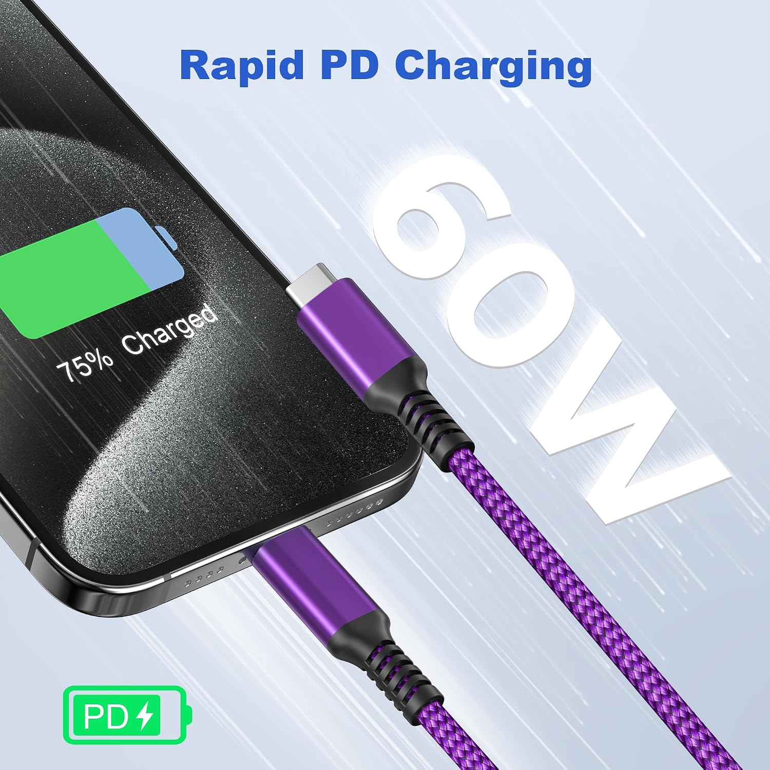Detalle 2 de BASESAILOR 10FT 60W USB C cable for iPhone
