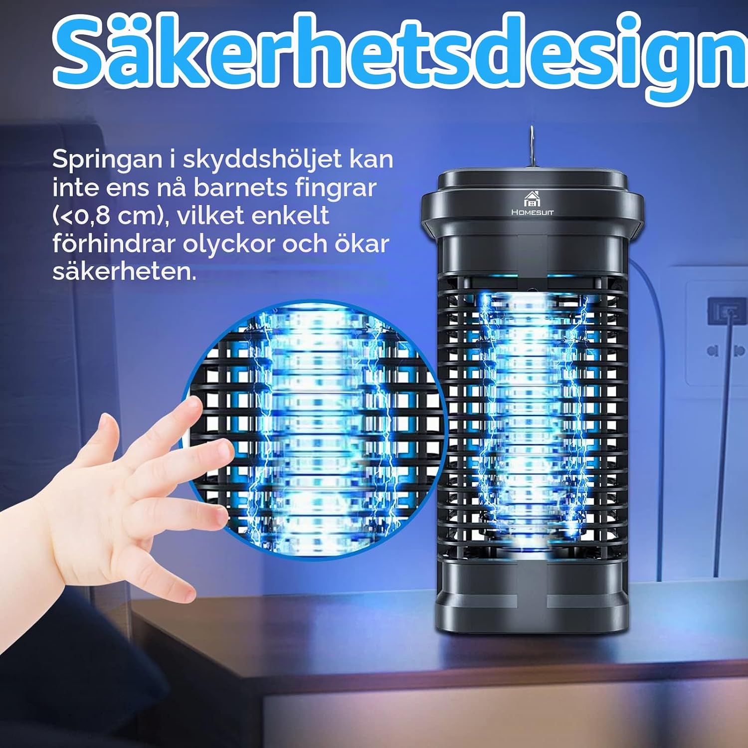 Detalle de Homesuit elektrisk insektsfälla, 20 W, 4 000 V och IPX4