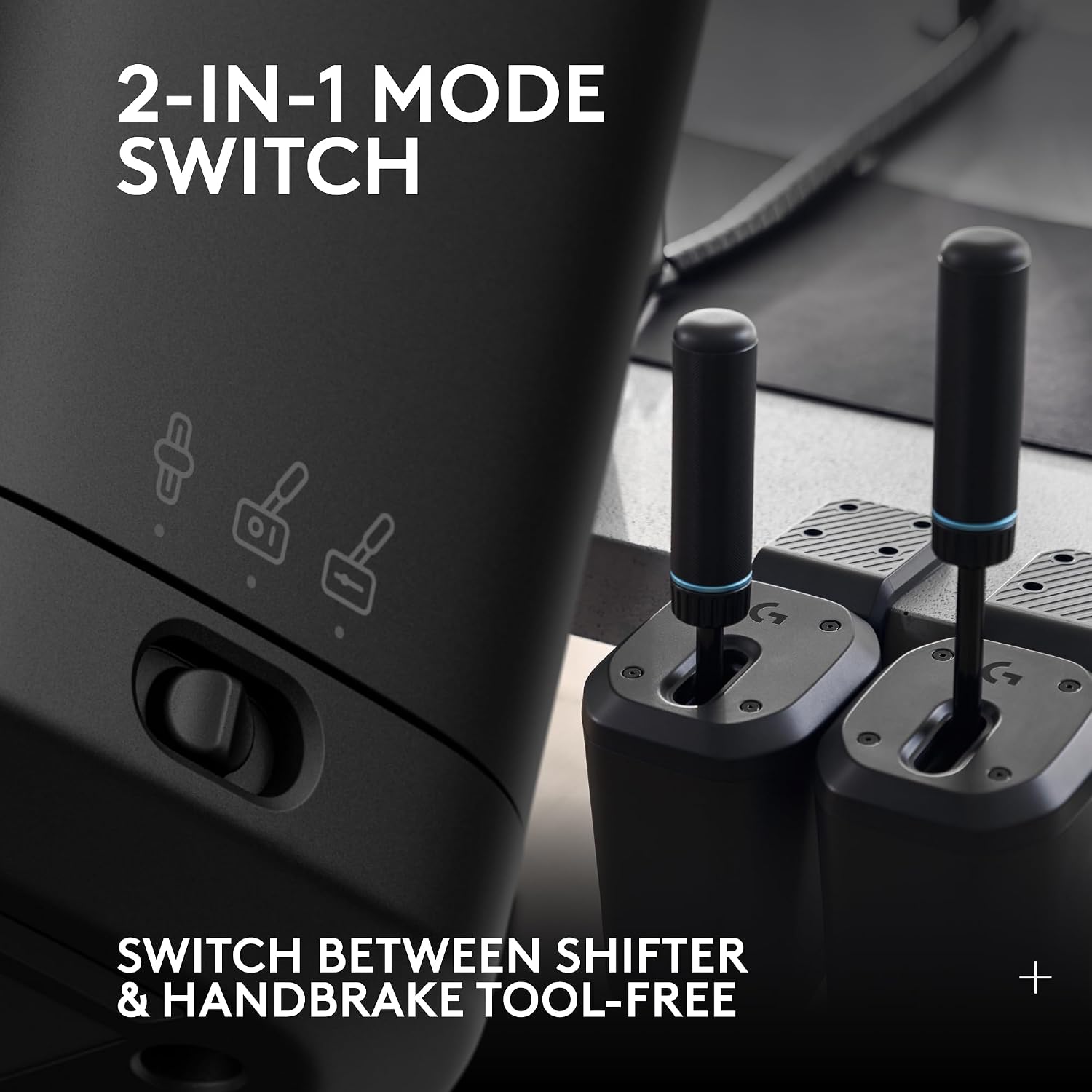 Detalle de Logitech G RS Shifter and Handbrake with Easy Mode-Switching: Height-Adjustable Handle for G and PRO Series Wheels