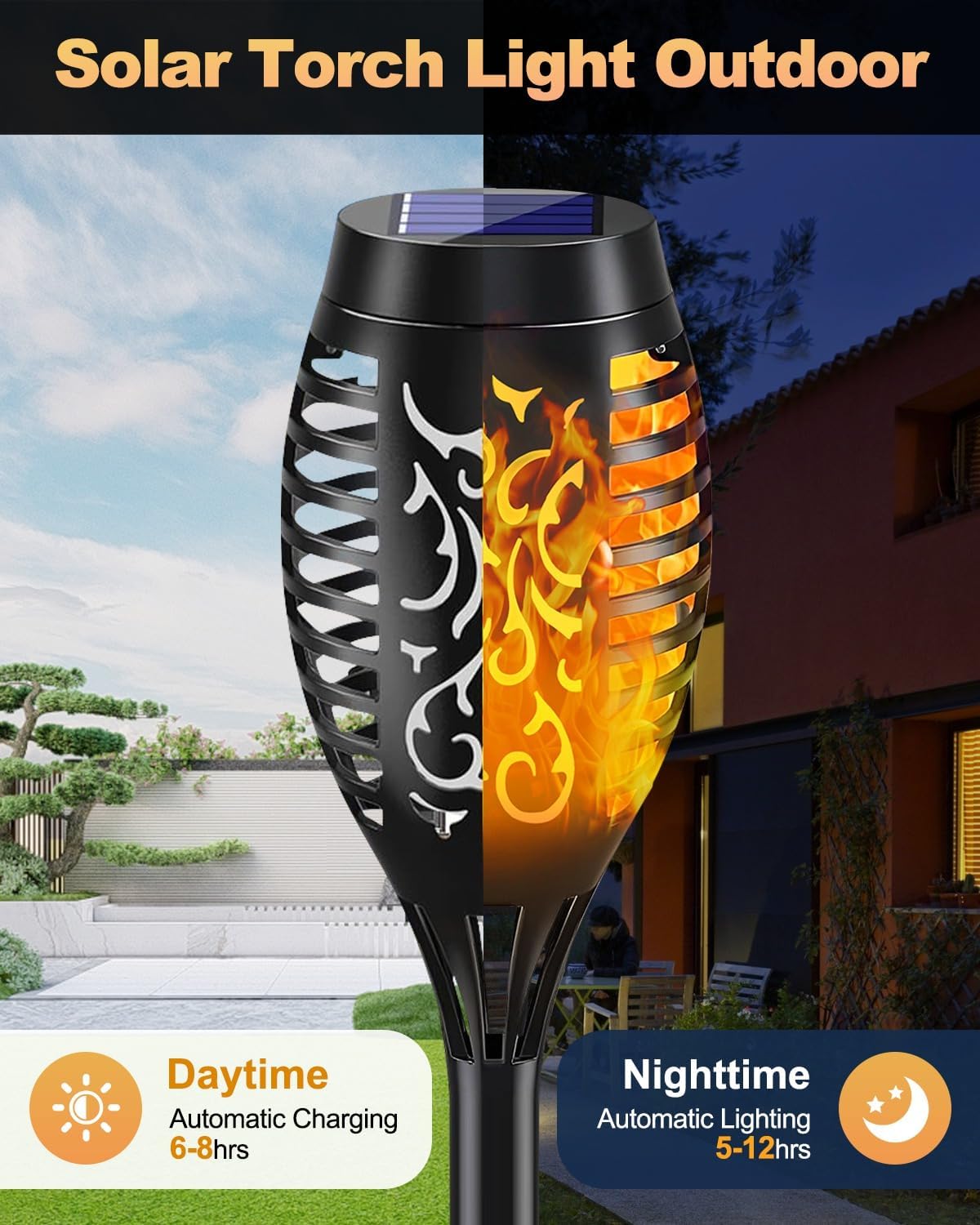 Thumbnail 3 de KALAHOL Solar Outdoor Garden Torch Lights (52cm) – 8 Pack, IP65 Flickering Flame Effect