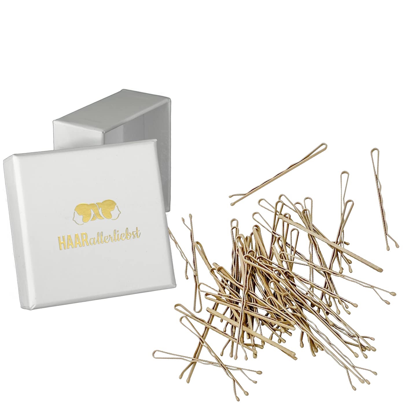 Detalle de HAARallerliebst Premium Bobby Pins Haarklammern – 50 Stück beige, 5 cm