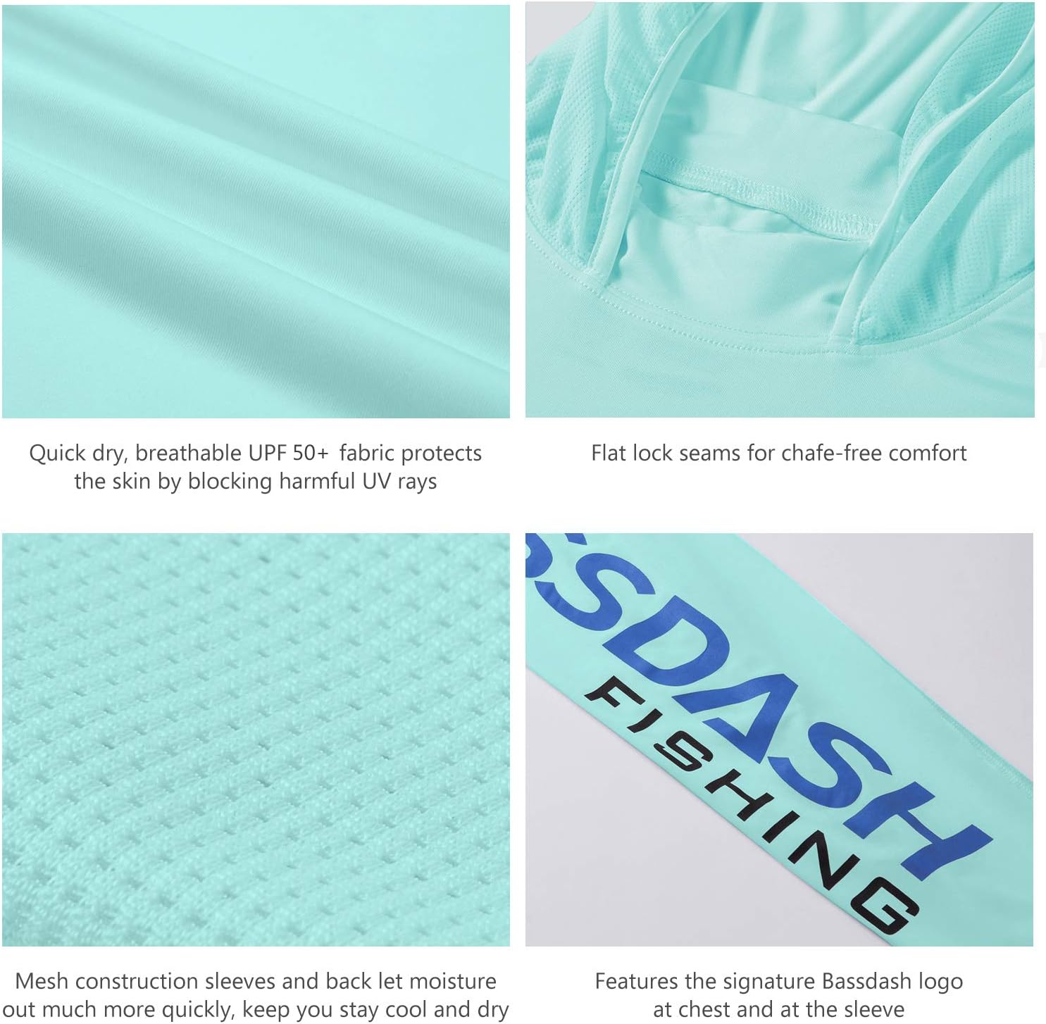 Detalle de Bassdash UV-Kapuzenpullover UPF50+ für Angeln
