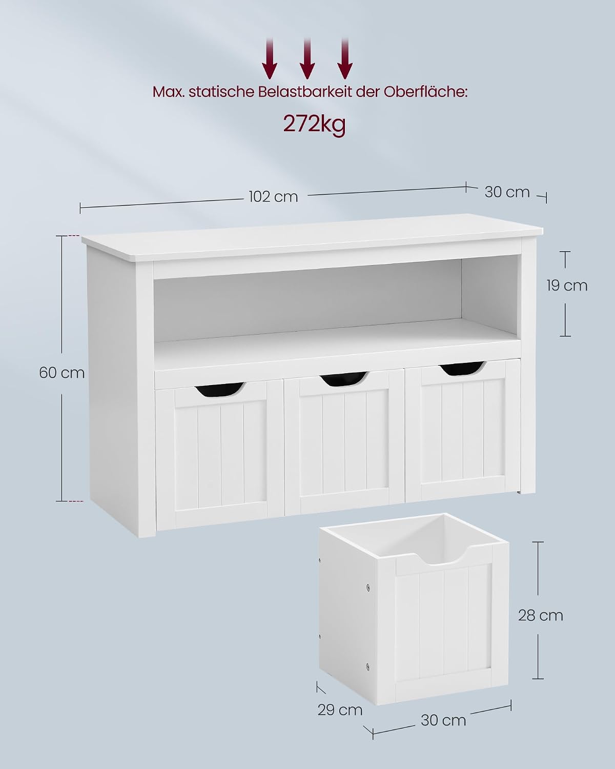 Detalle de VASAGLE LHS380W01 Kinderregal 60 cm