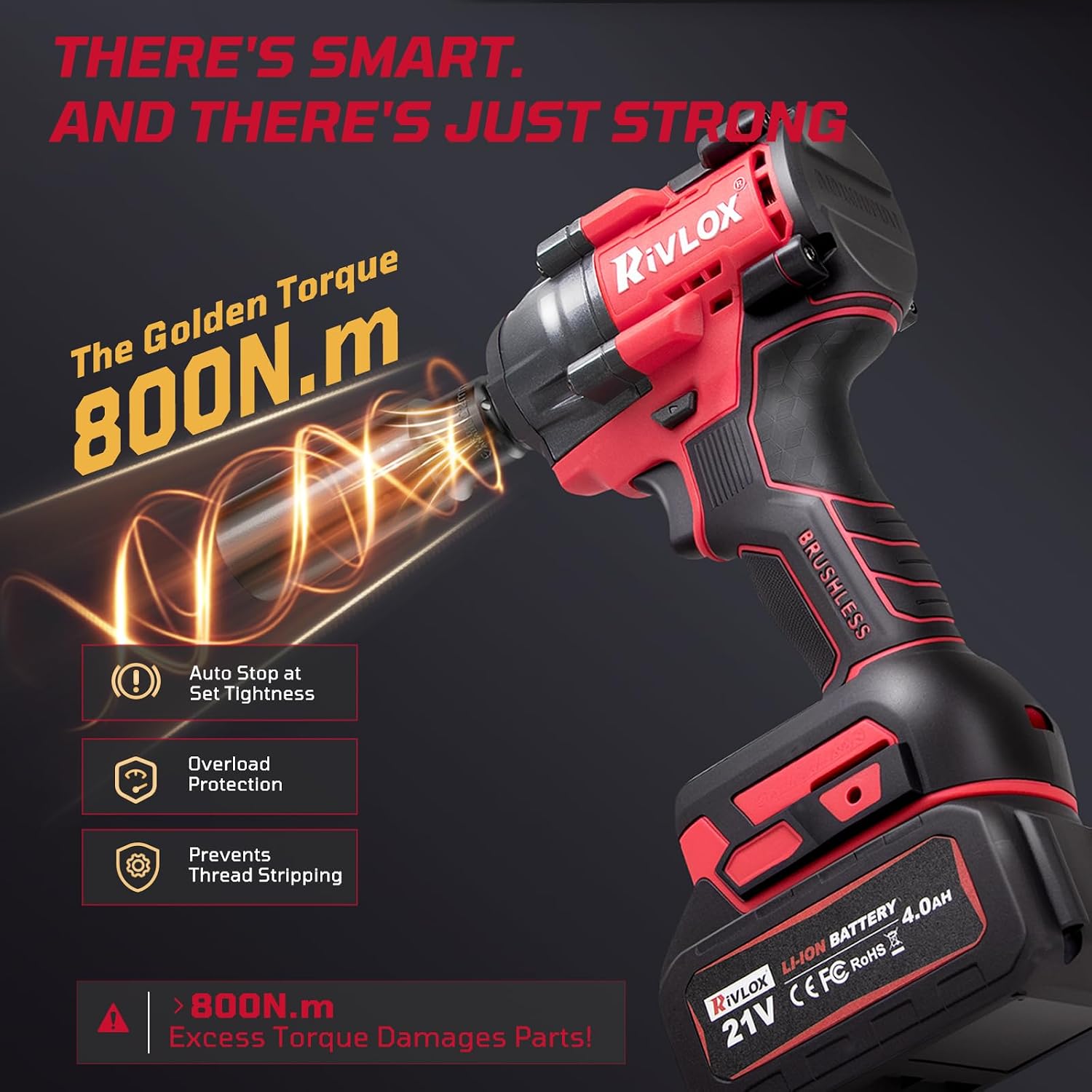Thumbnail 2 de Rivlox Cordless Impact Wrench 800N·m (1/2in) Brushless High Torque Kit