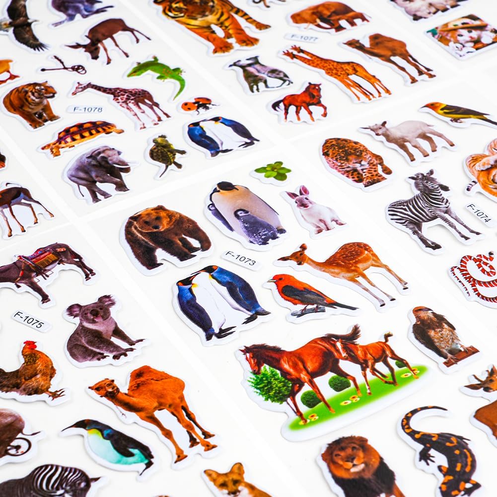 Detalle 2 de Vicloon V-TZ3D-AN-FBA 3D-stickers, 12 PVC-stickers met dierenthema