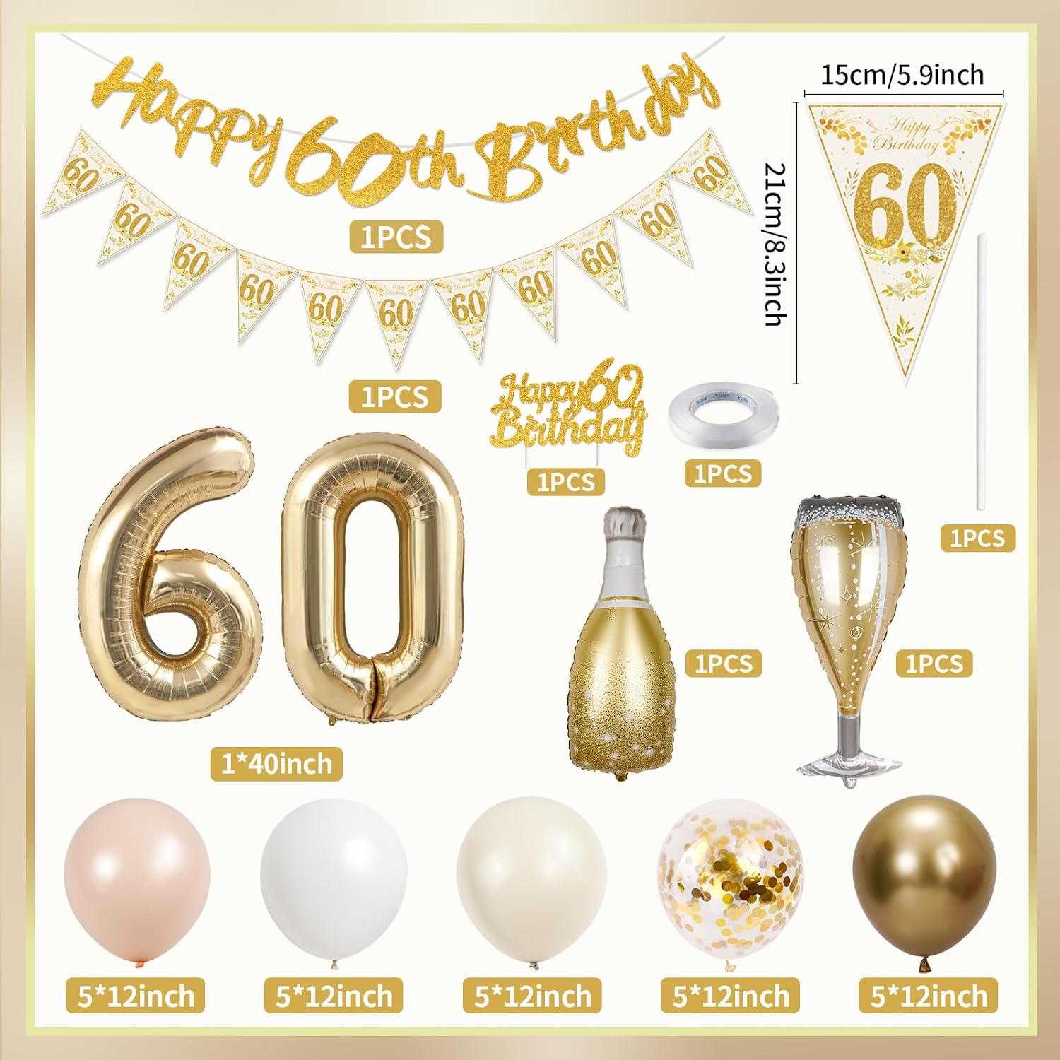 Thumbnail 1 de 60th Birthday Decorations Kit