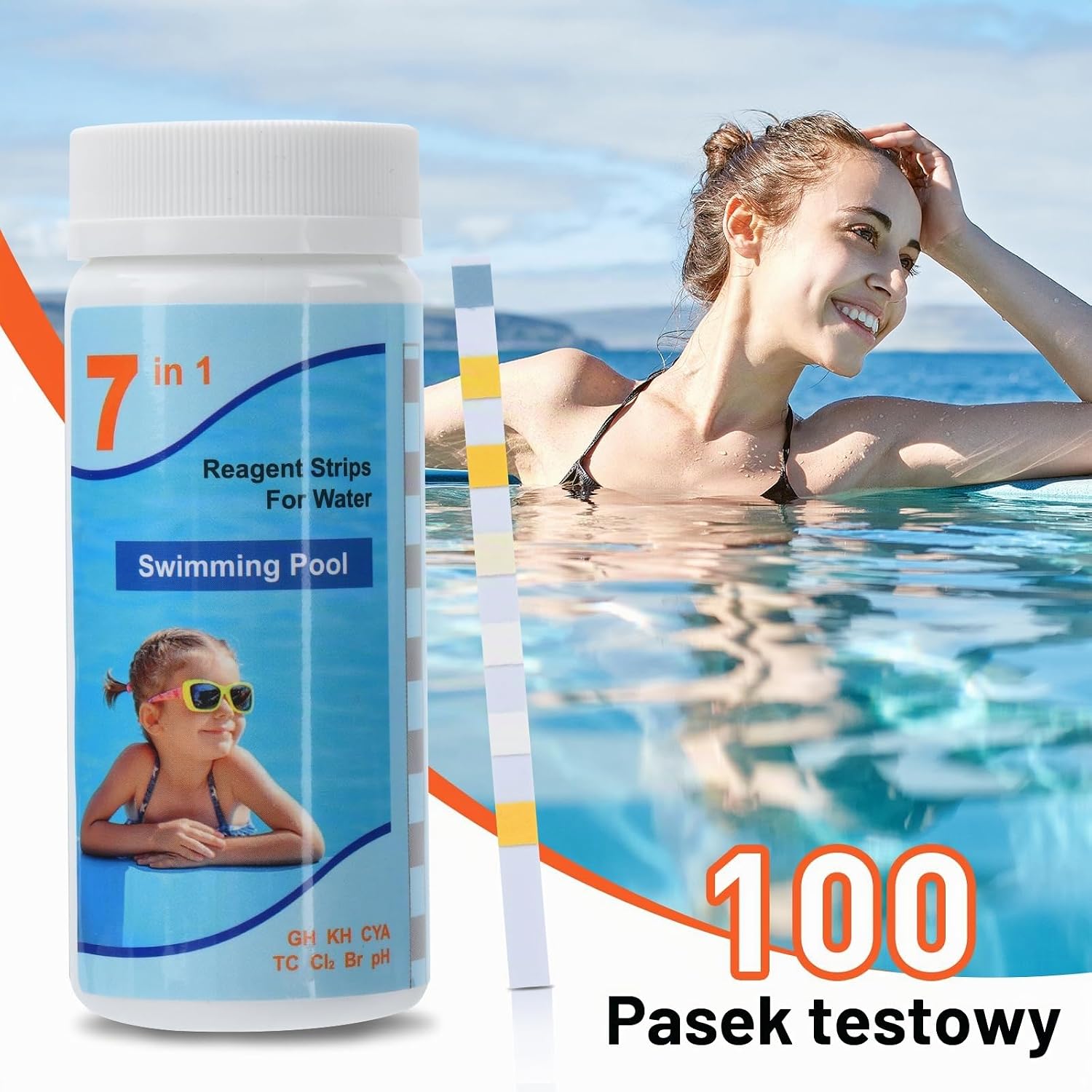 Detalle 2 de Aideepen 7 en 1 – paski testowe do basenu i spa, 100 sztuk, 7 parametrów