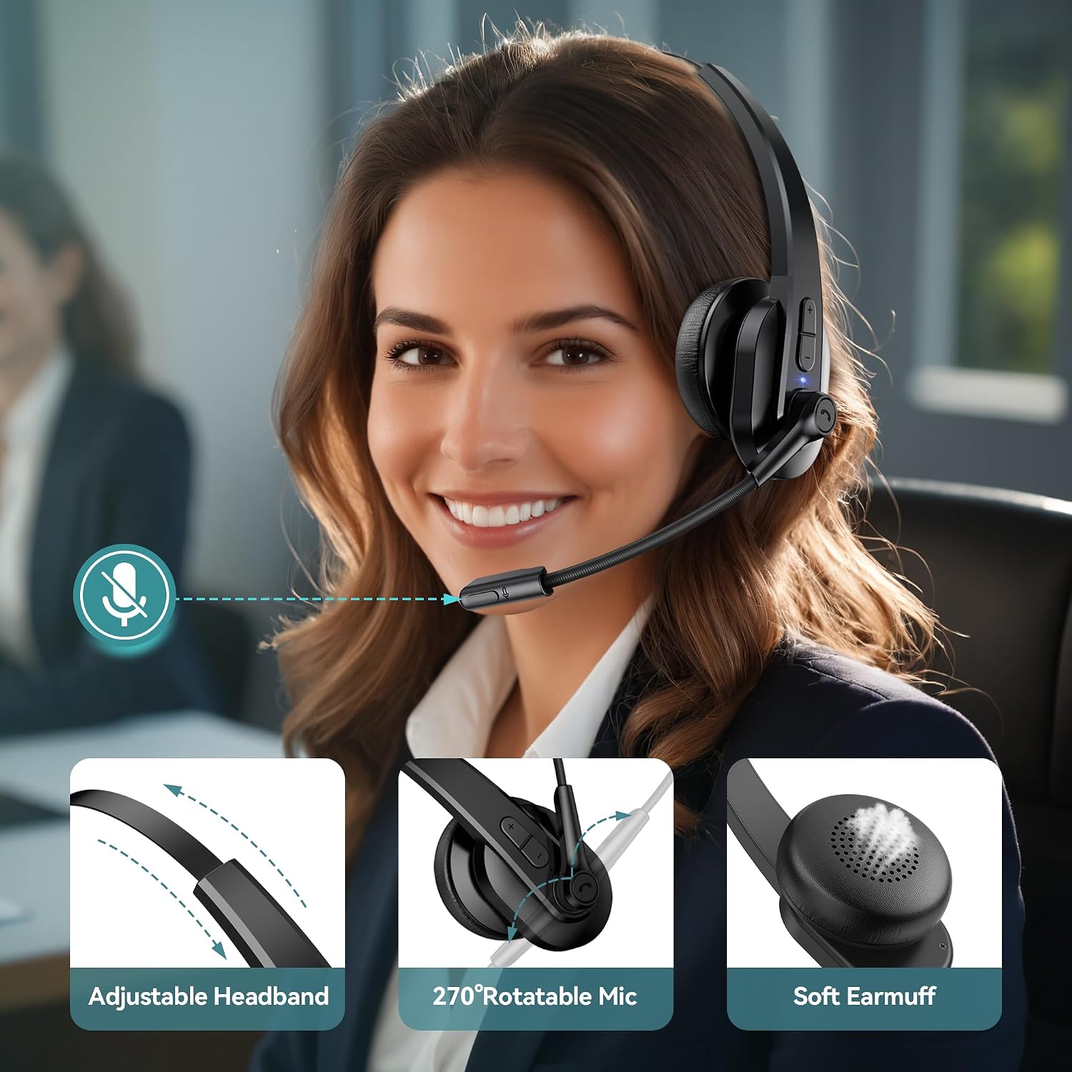 Thumbnail 6 de Sarevile Bluetooth Headset V5.2 with USB Dongle
