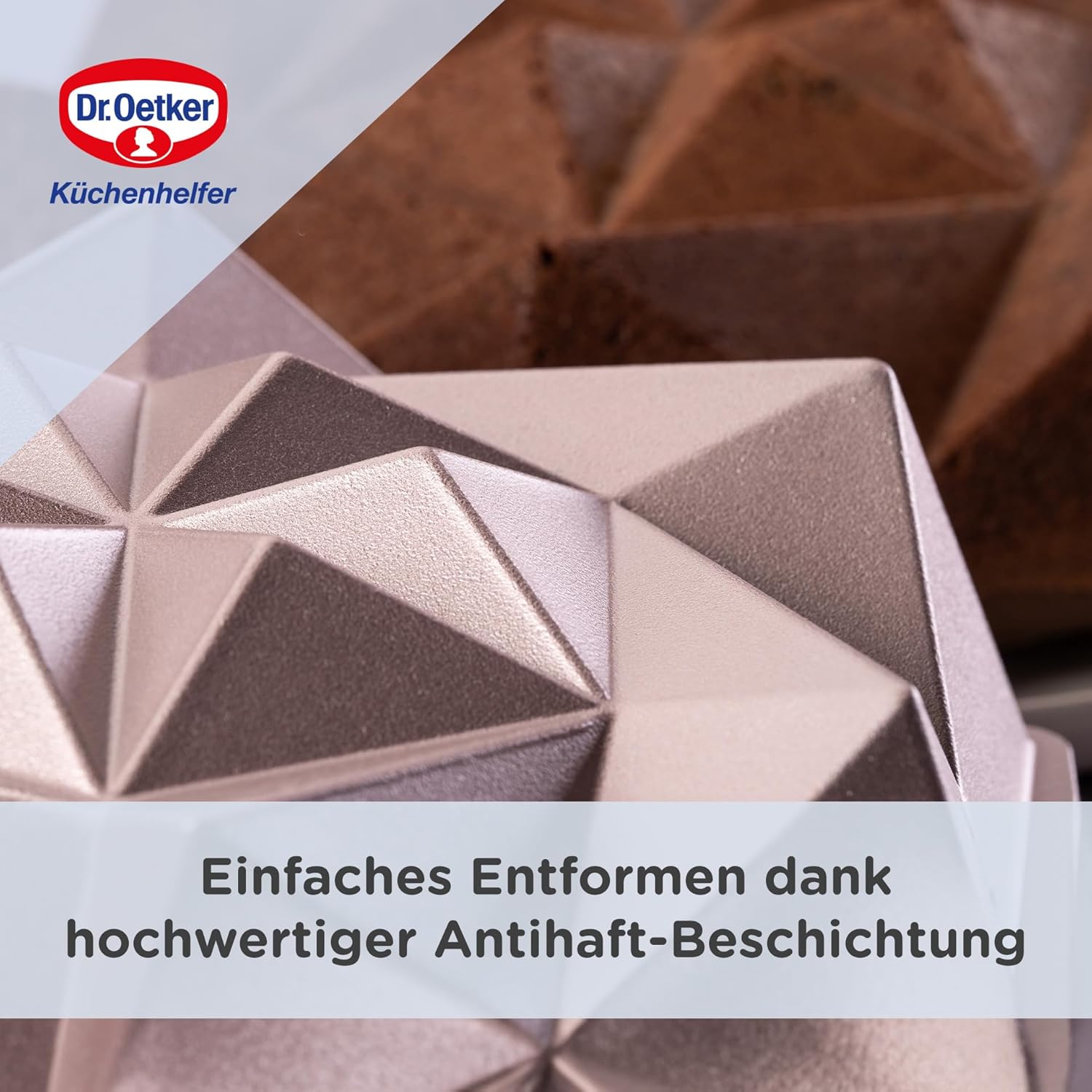 Detalle de Dr. Oetker Creative Rundform Origami – Ø28 x 7 cm, rose-gold, PFAS-freie Antihaftbeschichtung