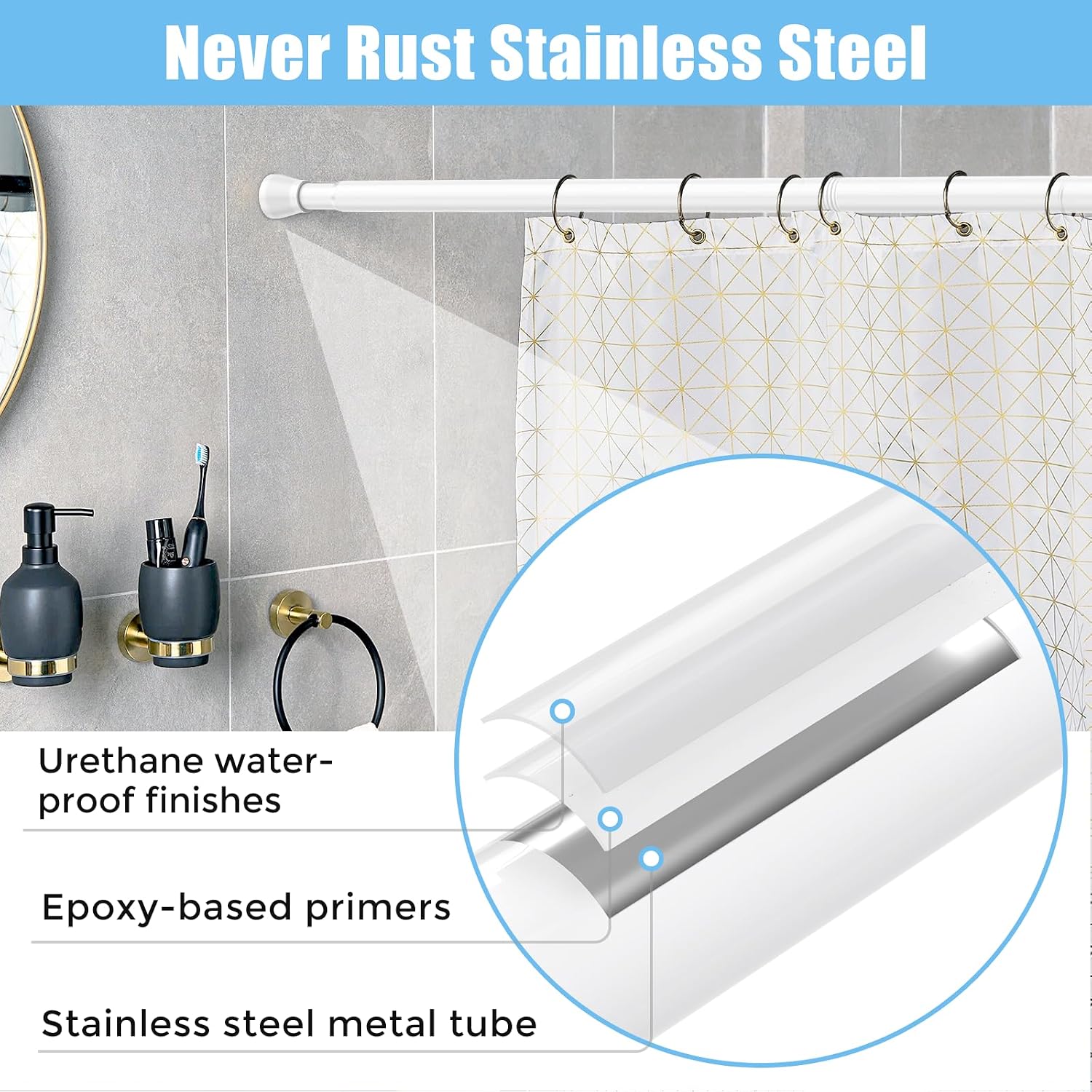 Detalle 2 de AIZESI Tension Rod 70-130cm extendable