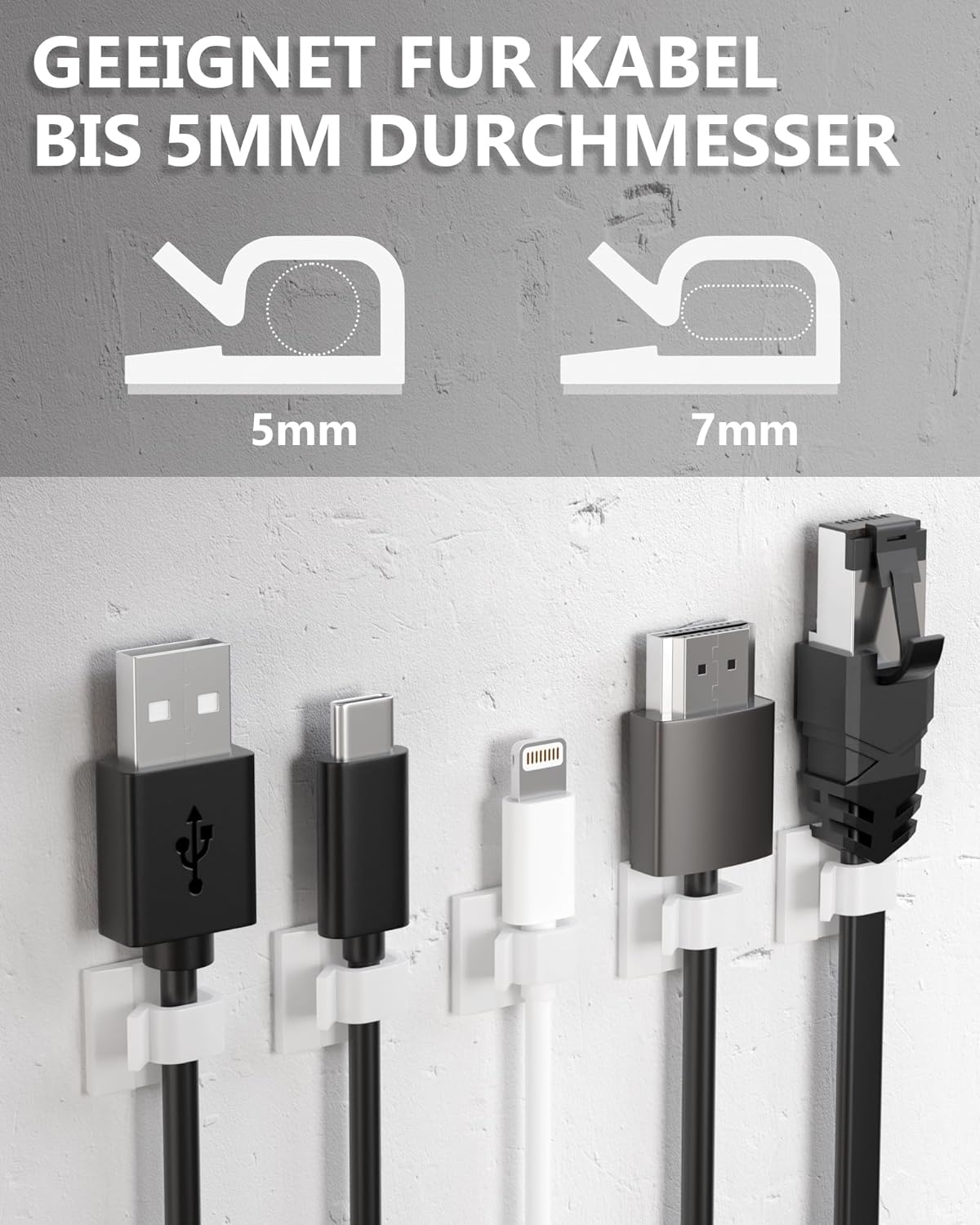 Detalle 2 de Tesmax Kabelhalter Selbstklebend 100 Stück
