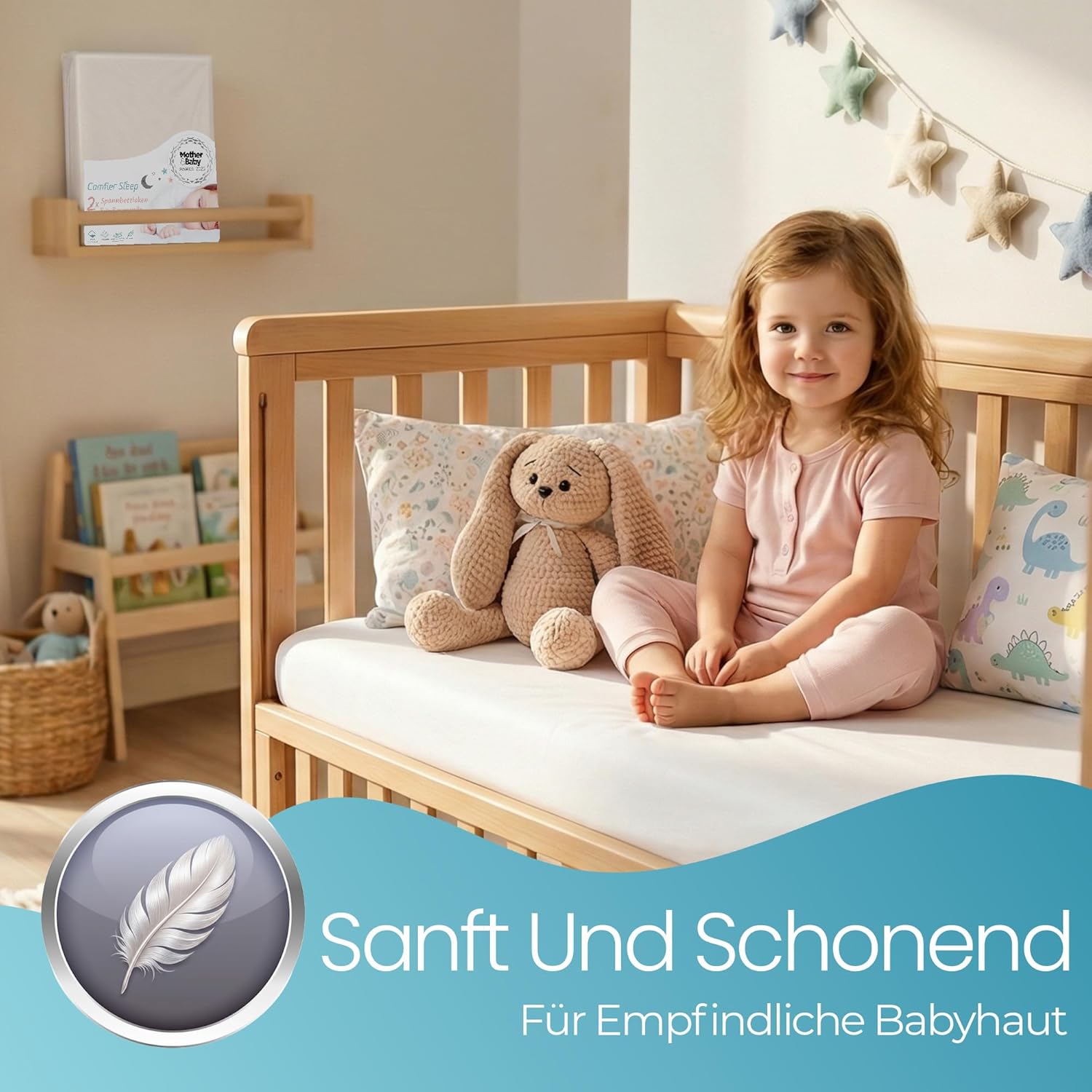 Thumbnail 2 de Spannbettlaken 60x120 für Baby – 2er-Set aus 100% natürlicher Bio-Baumwolle, weiß